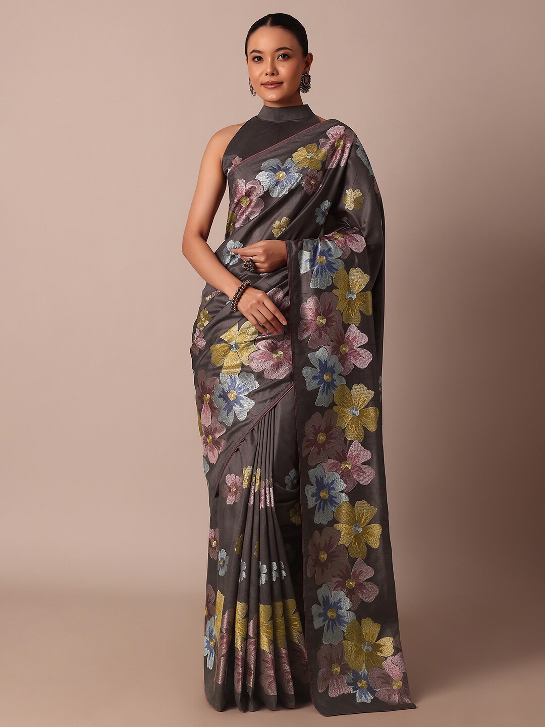 

KALKI Fashion Floral Printed Saree, Grey