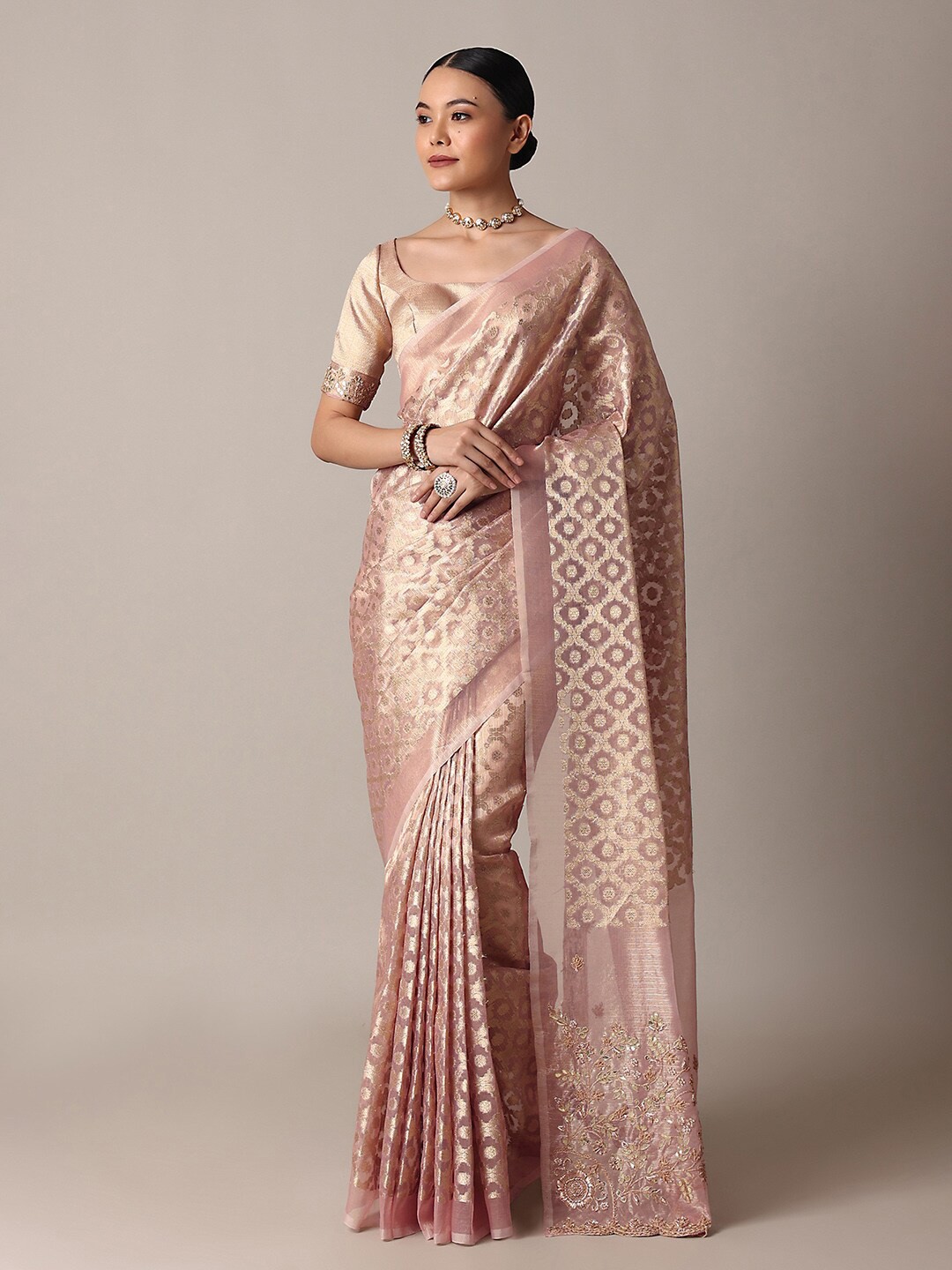 

KALKI Fashion Woven Design Zari Saree, Pink