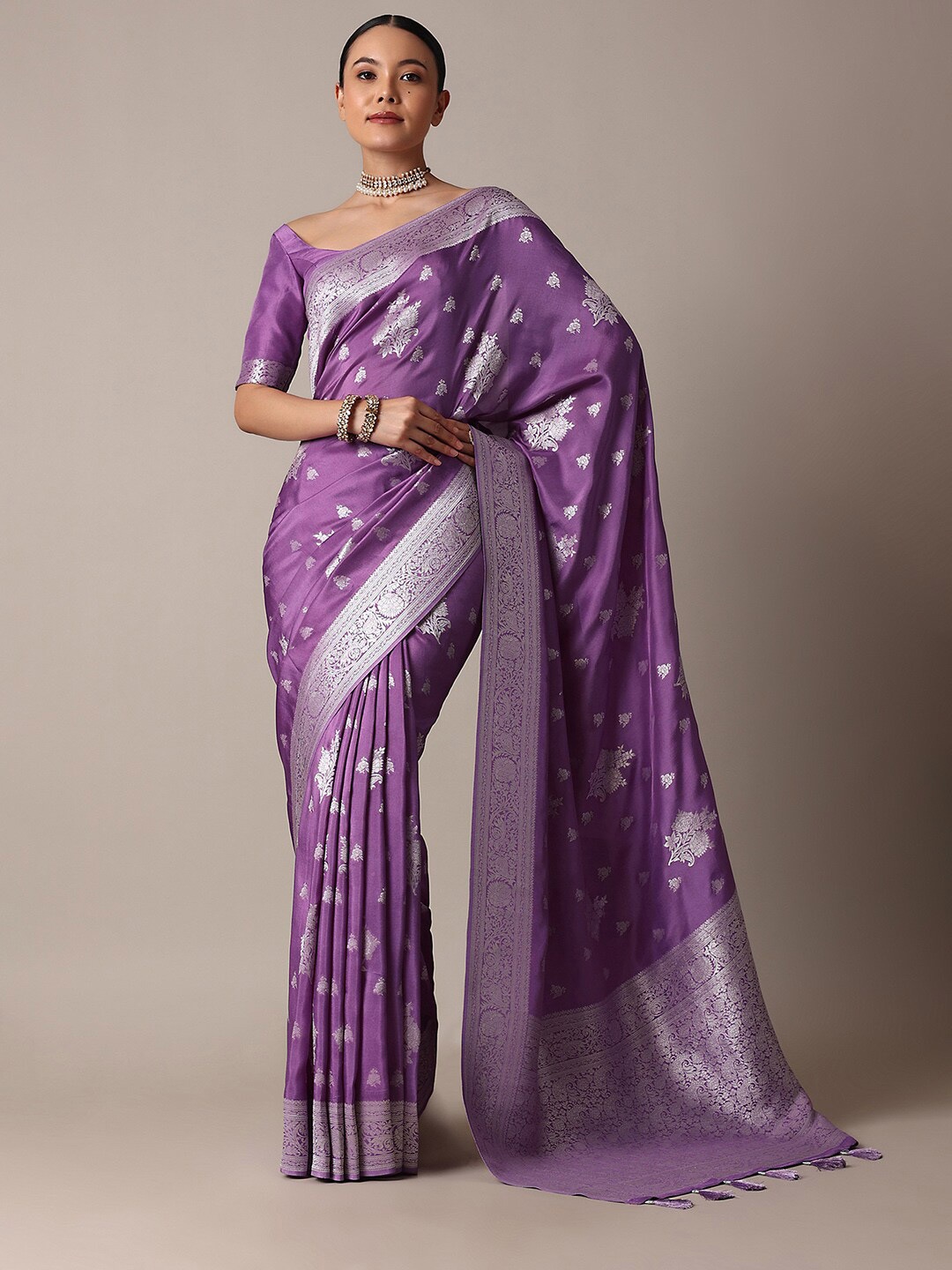 

KALKI Fashion Ethnic Motifs Woven Design Zari Saree, Purple