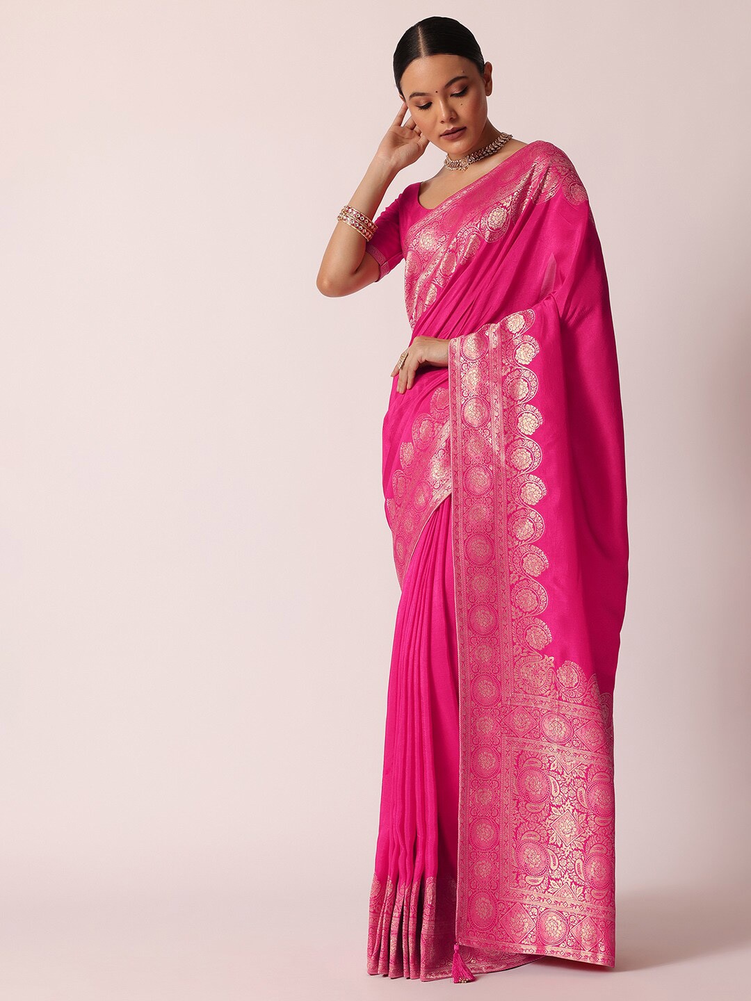 

KALKI Fashion Woven Design Zari Saree, Pink