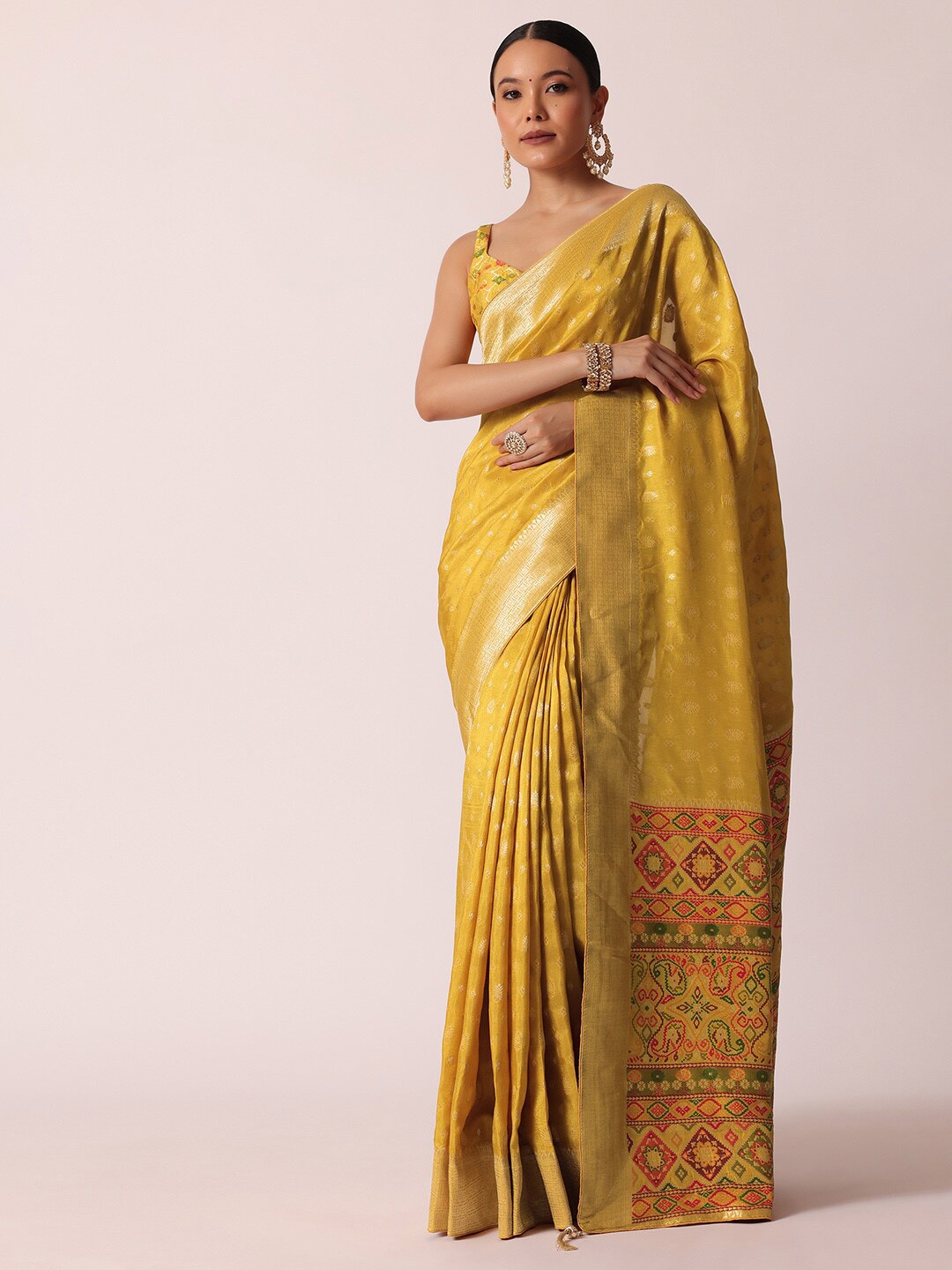 

KALKI Fashion Ethnic Motifs Woven Design Zari Saree, Yellow