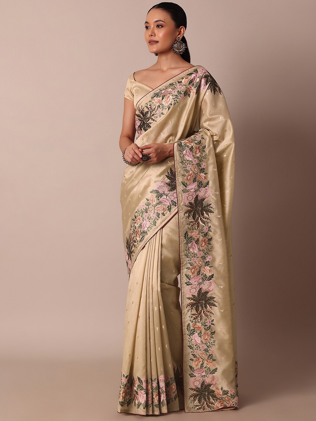 

KALKI Fashion Floral Embroidered Saree, Beige