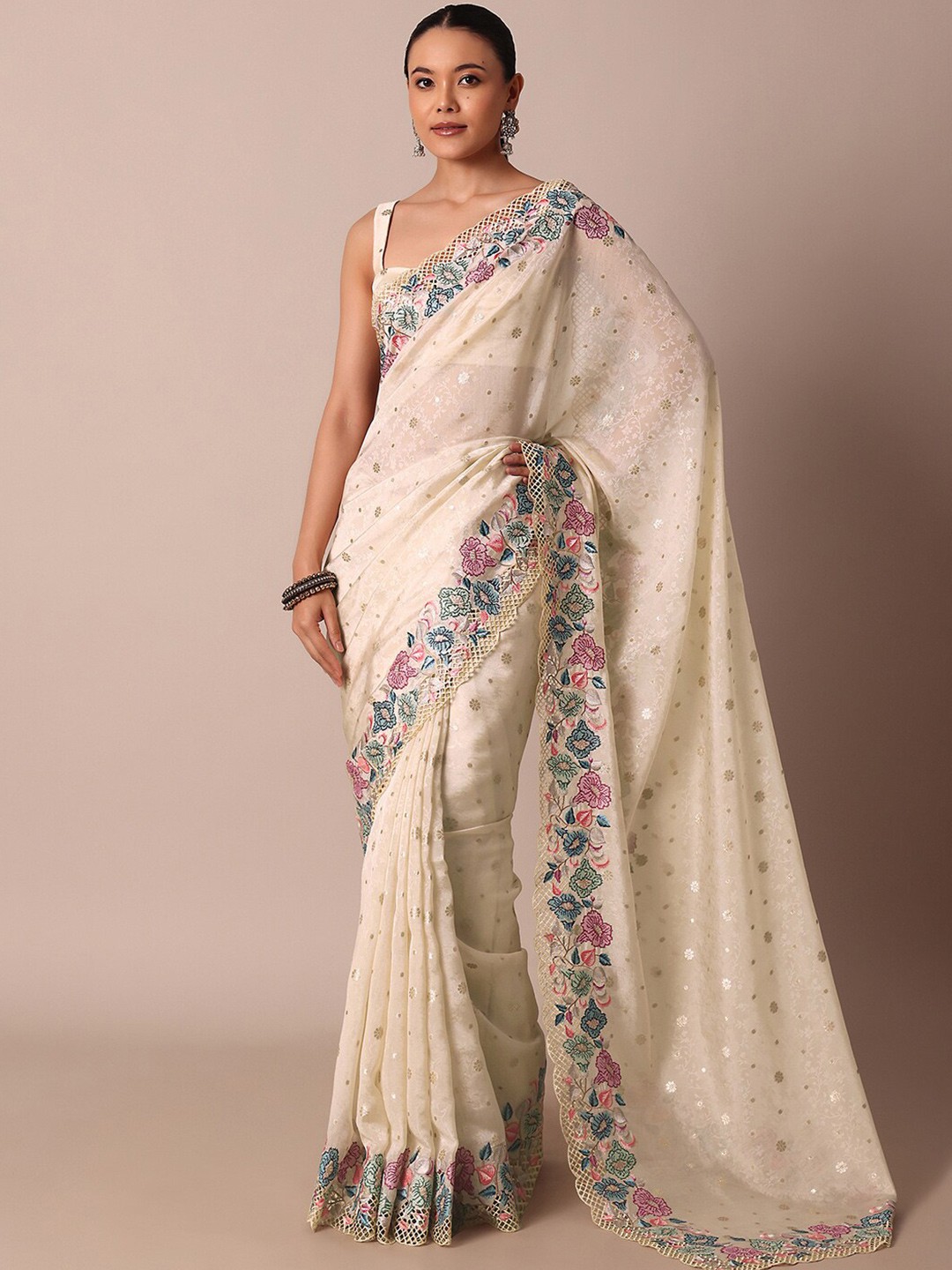

KALKI Fashion Ethnic Motifs Printed Saree, Beige