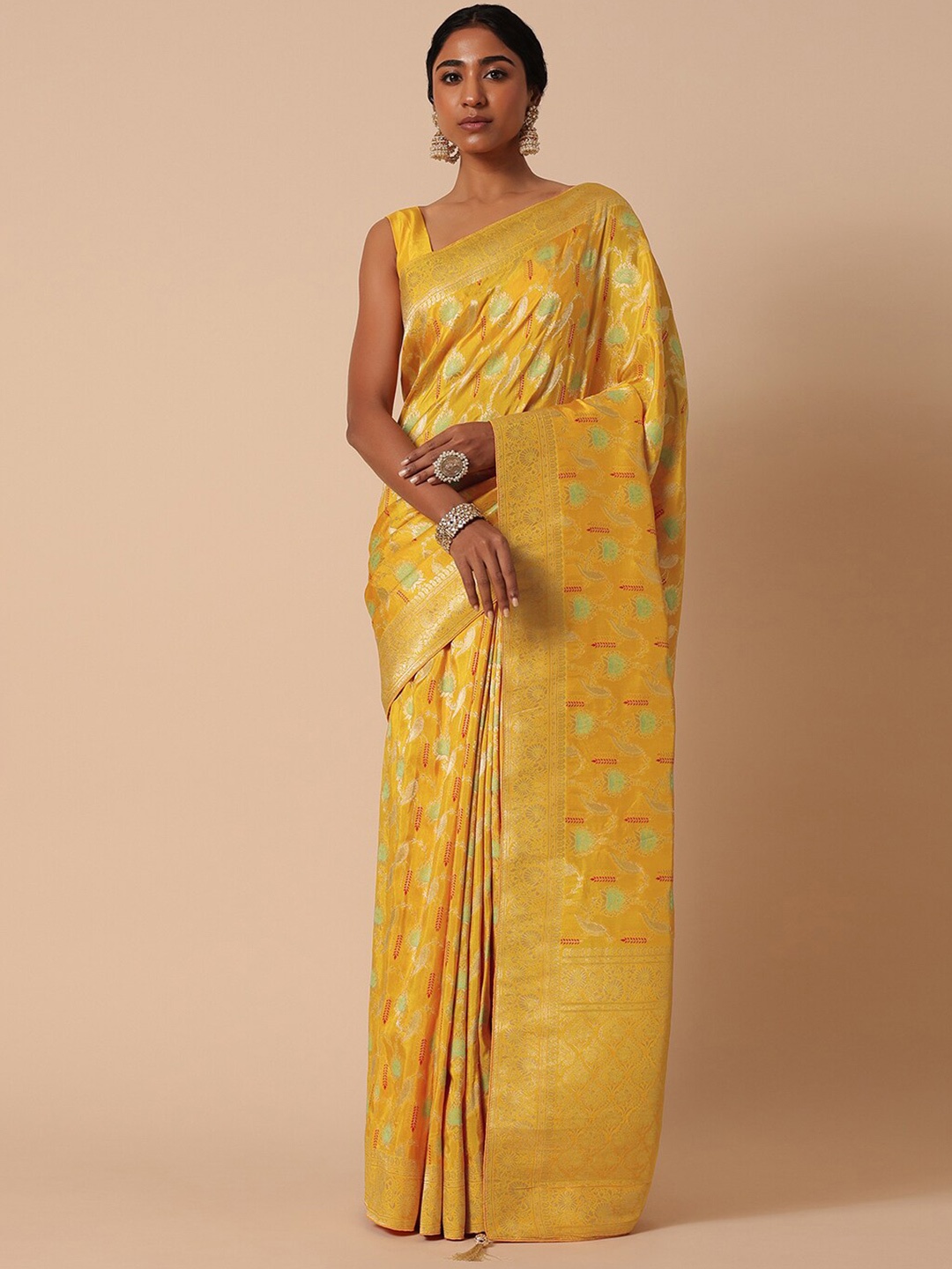 

KALKI Fashion Ethnic Motifs Woven Design Zari Saree, Yellow