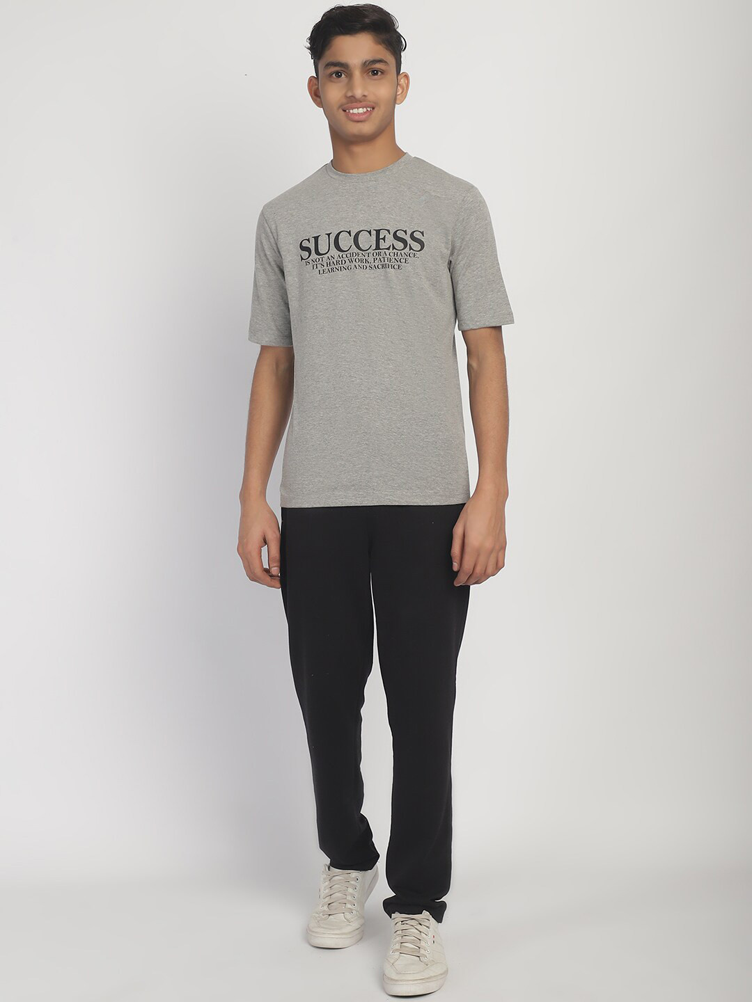 

Rute Boys Printed Round Neck Short Sleeves T shirt & Trackpant, Grey