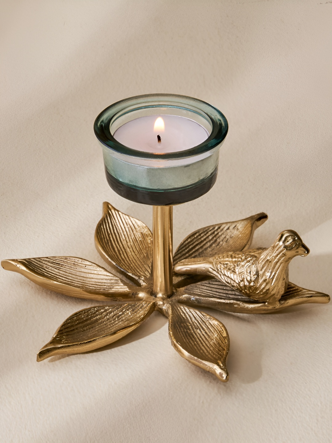 

Home Centre Green & Gold-Toned T-Light Textured Candle Holder