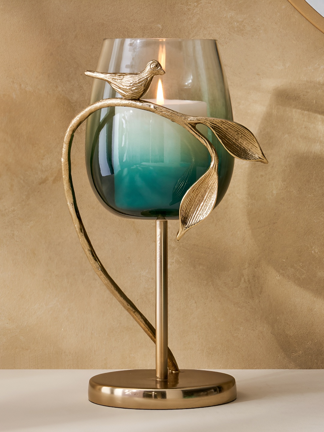 

Home Centre Green & Transparent Glass Bird Candle Holder