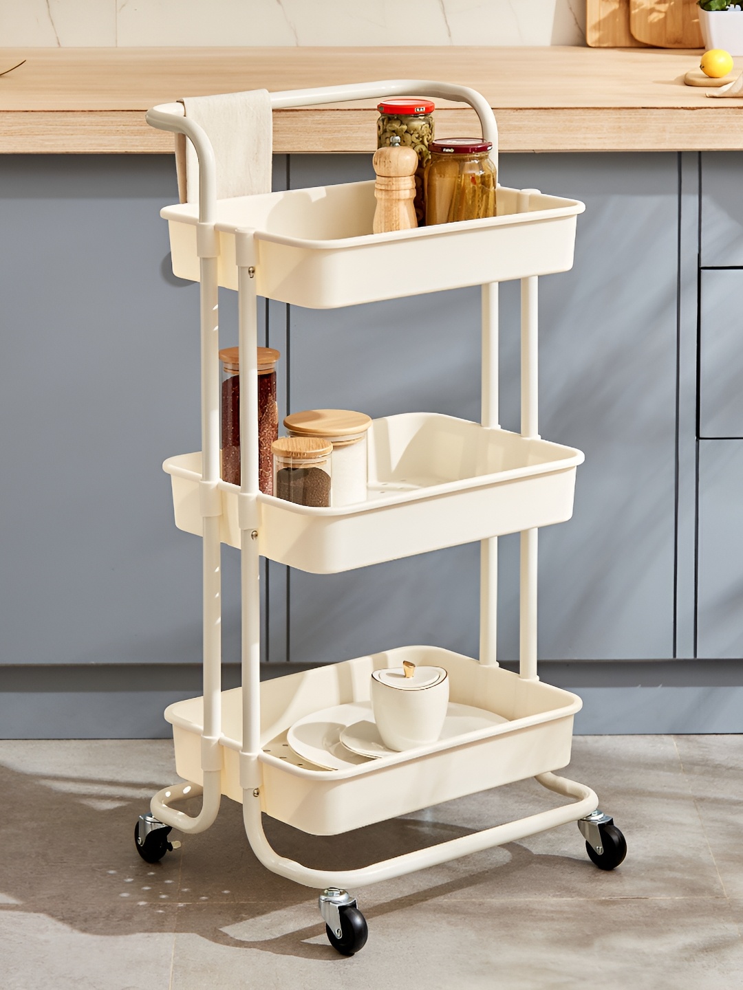 

Home Centre White Tranzit Holland 3-Tier Kitchen Trolley