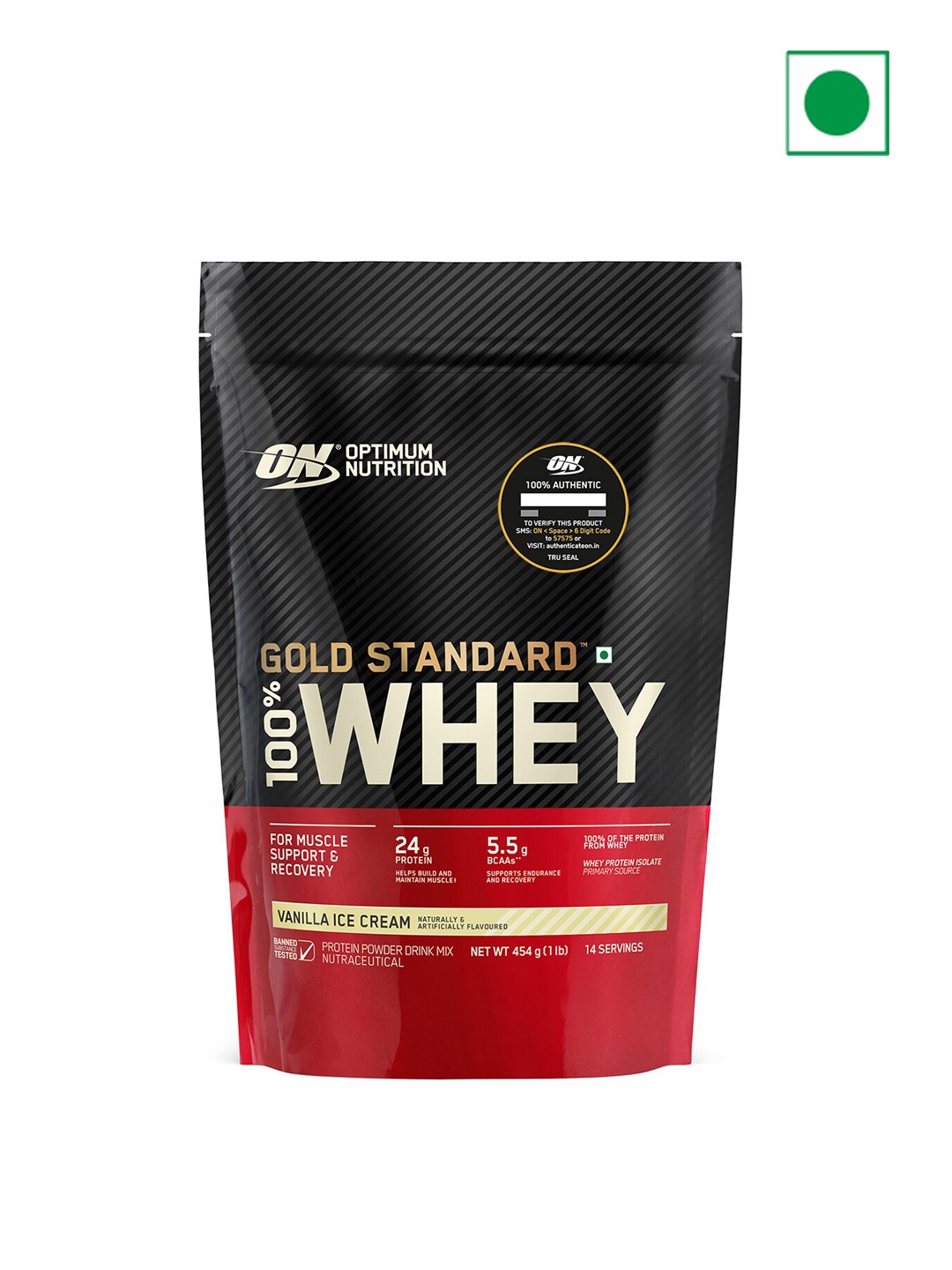 

Optimum Nutrition Gold Standard 100% Whey Protein Powder 454 Gm, Black