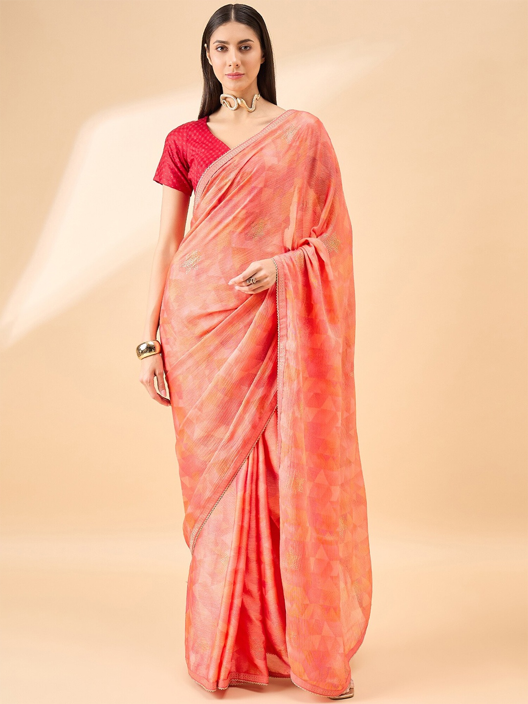 

Anouk Ombre Printed Brasso Saree, Orange