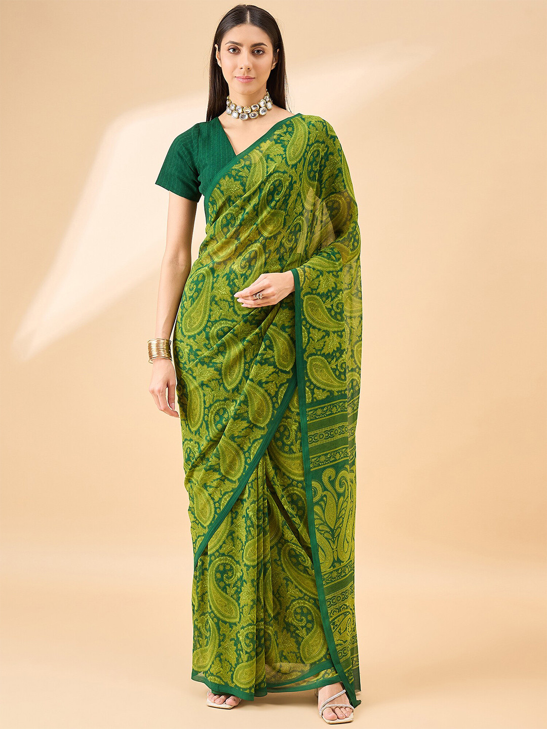 

Anouk Paisley Printed Saree, Green