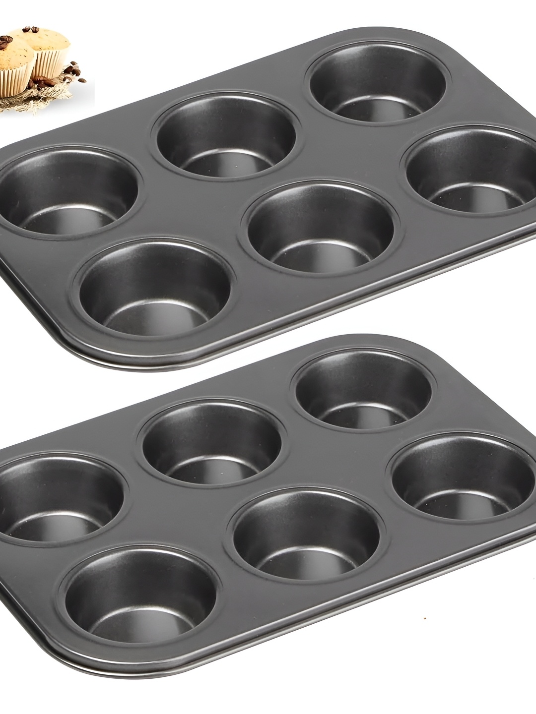 

ZEVORA Black 2 Pieces Non Stick Muffin Cup Tray