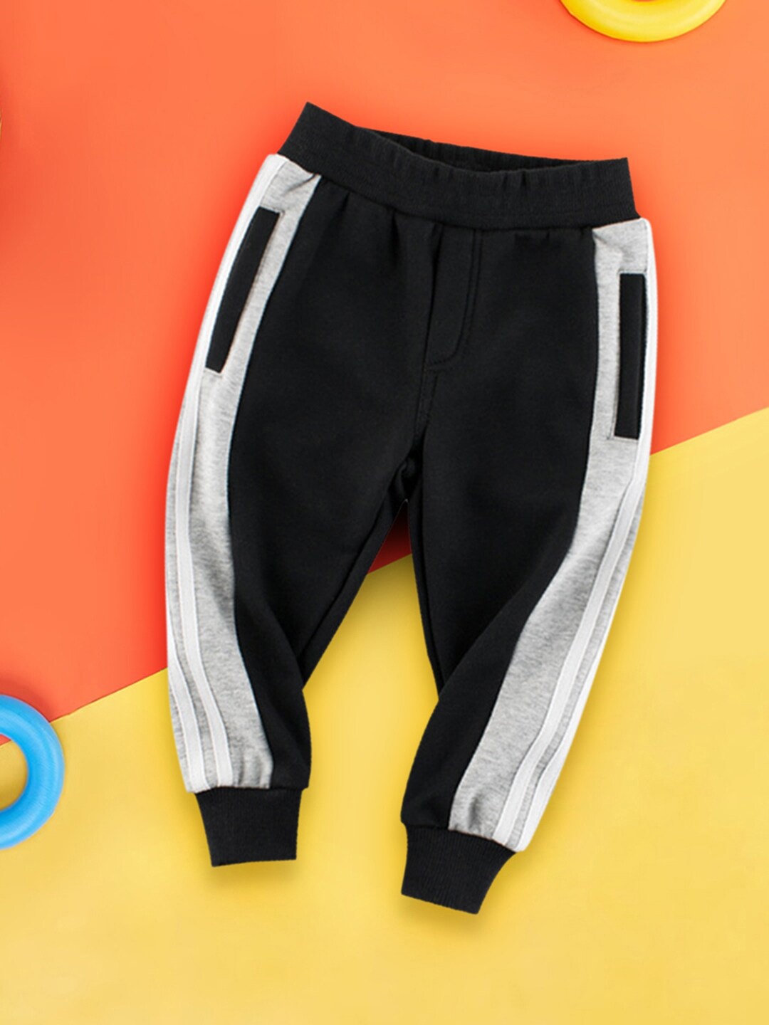 

INCLUD Boys Side Striped Joggers, Black