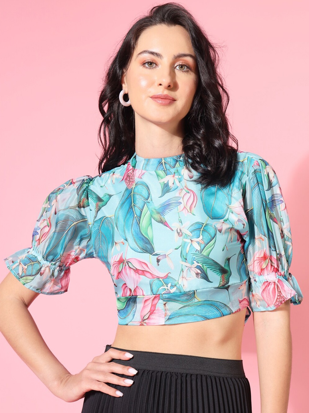 

The Dry State Styled Back Crop Top, Turquoise blue