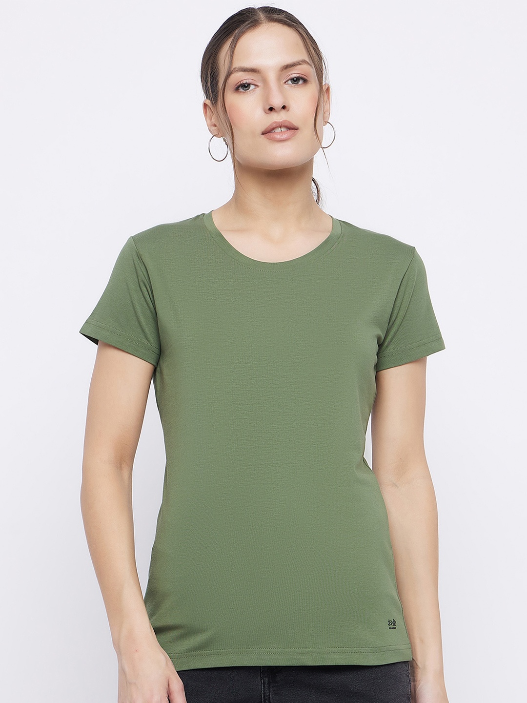 

Okane Round Neck Cotton T-shirt, Olive