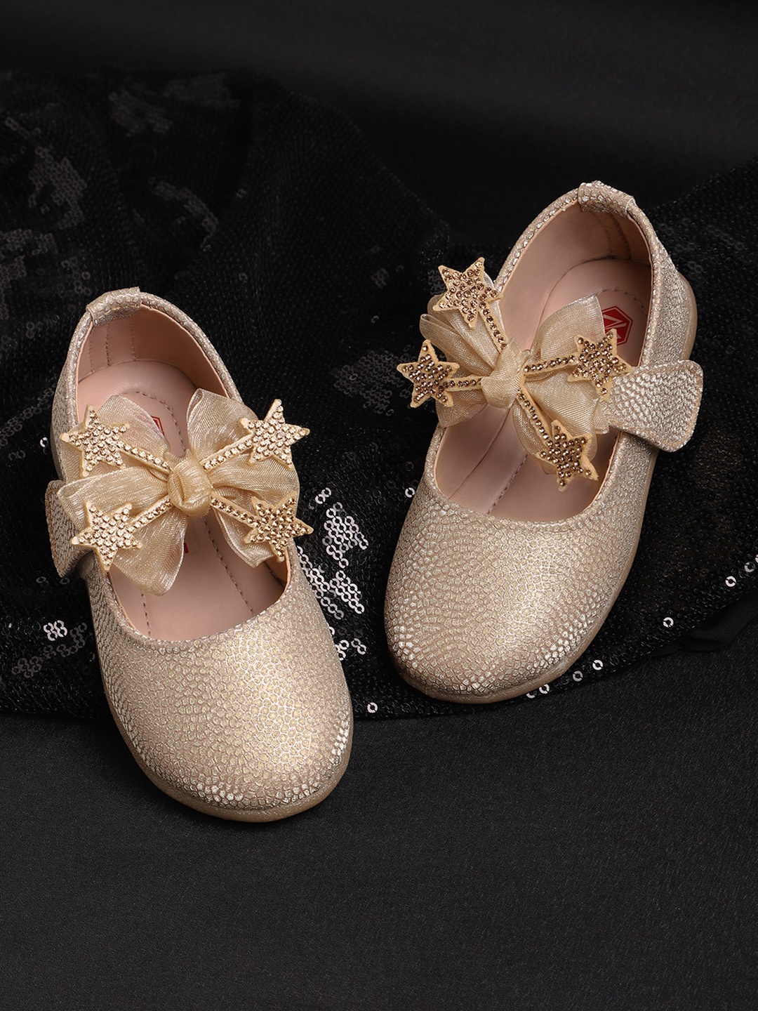 

Minesole Girls Embellished Ballerinas, Gold