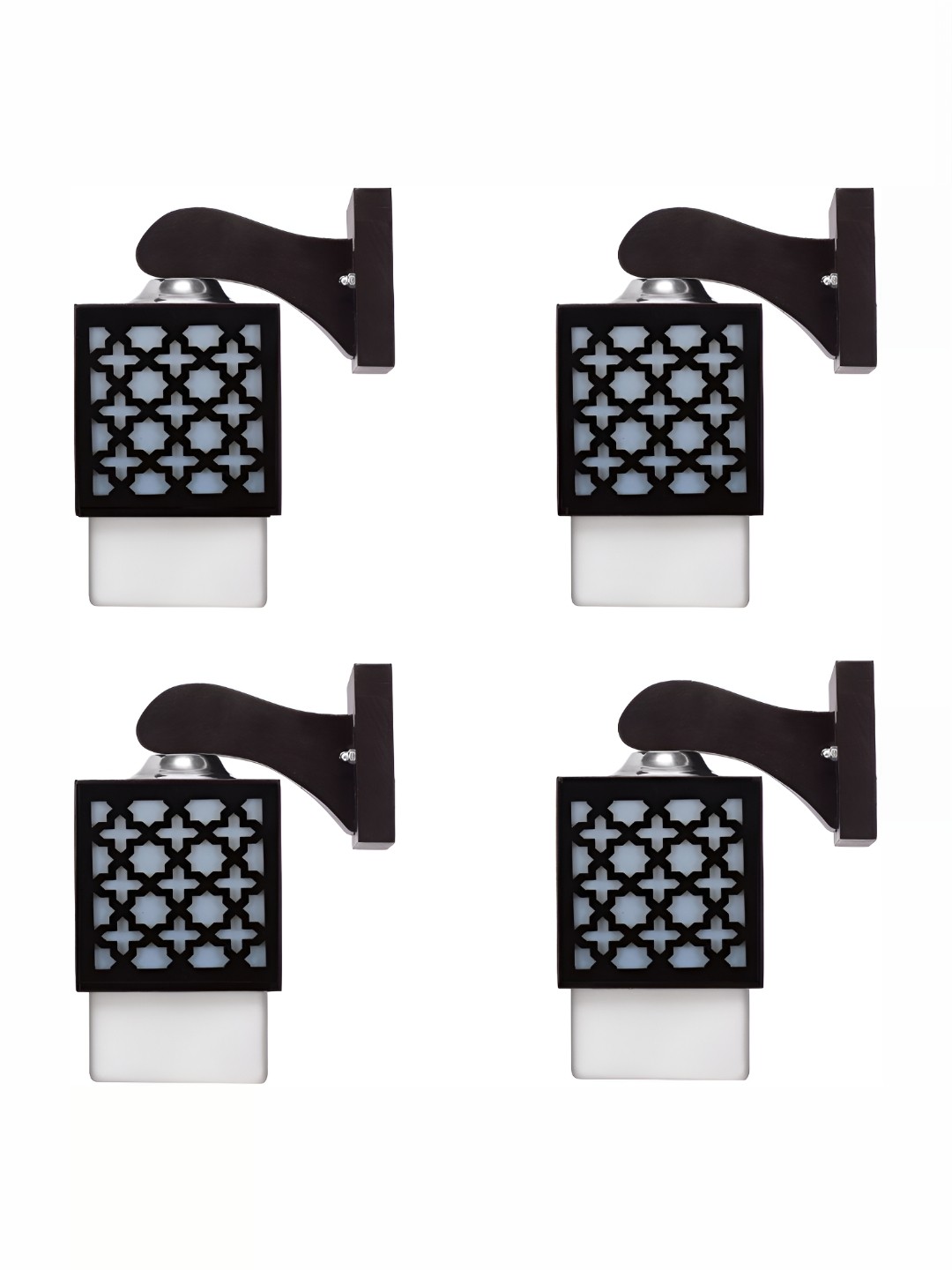 

1ST TIME White & Black 4 Pieces Textured Wooden Contemporary Wall Lamps