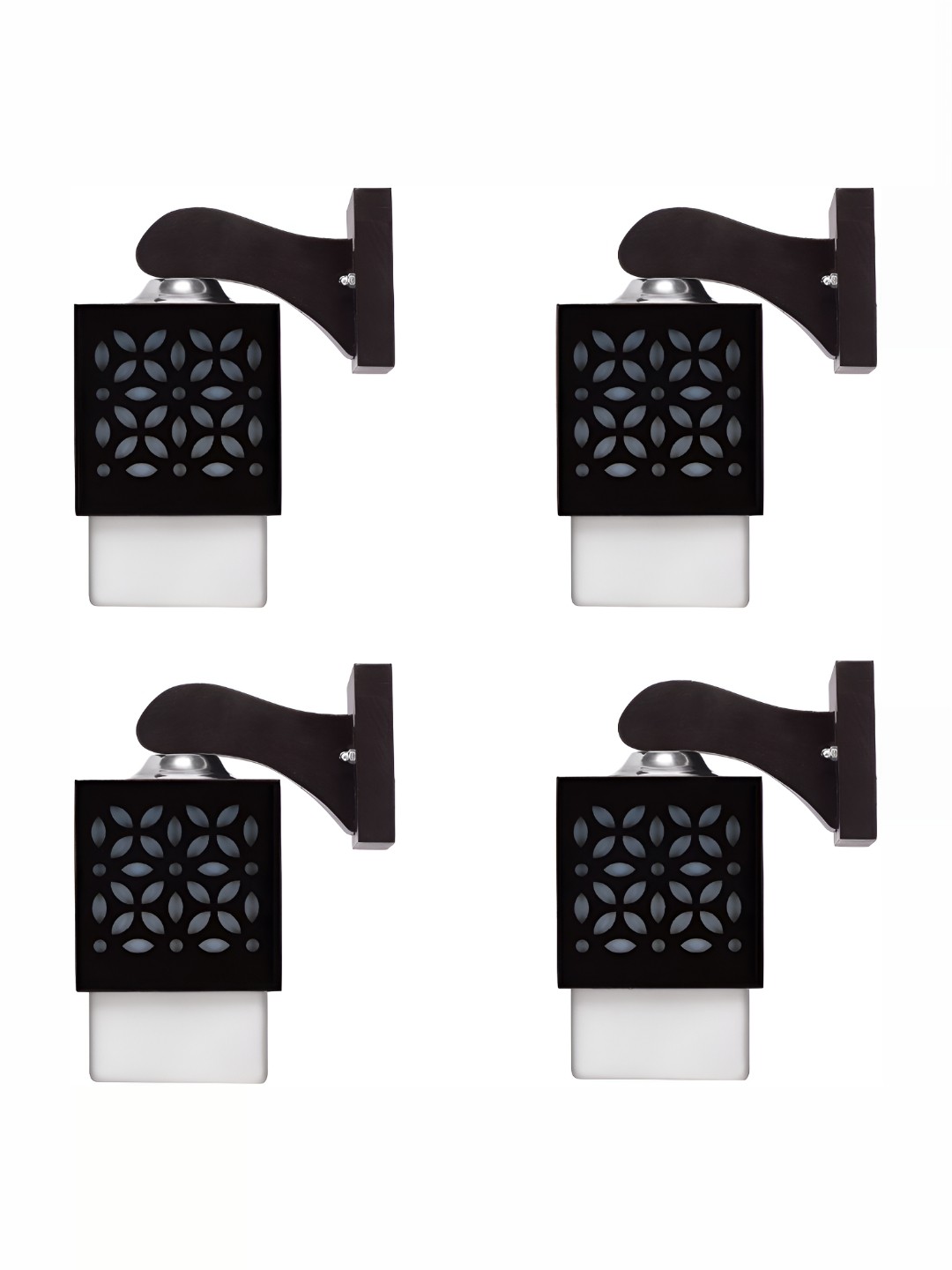 

1ST TIME White & Black 4 Pieces Wood Traditional Square Shaped Wall Lamp