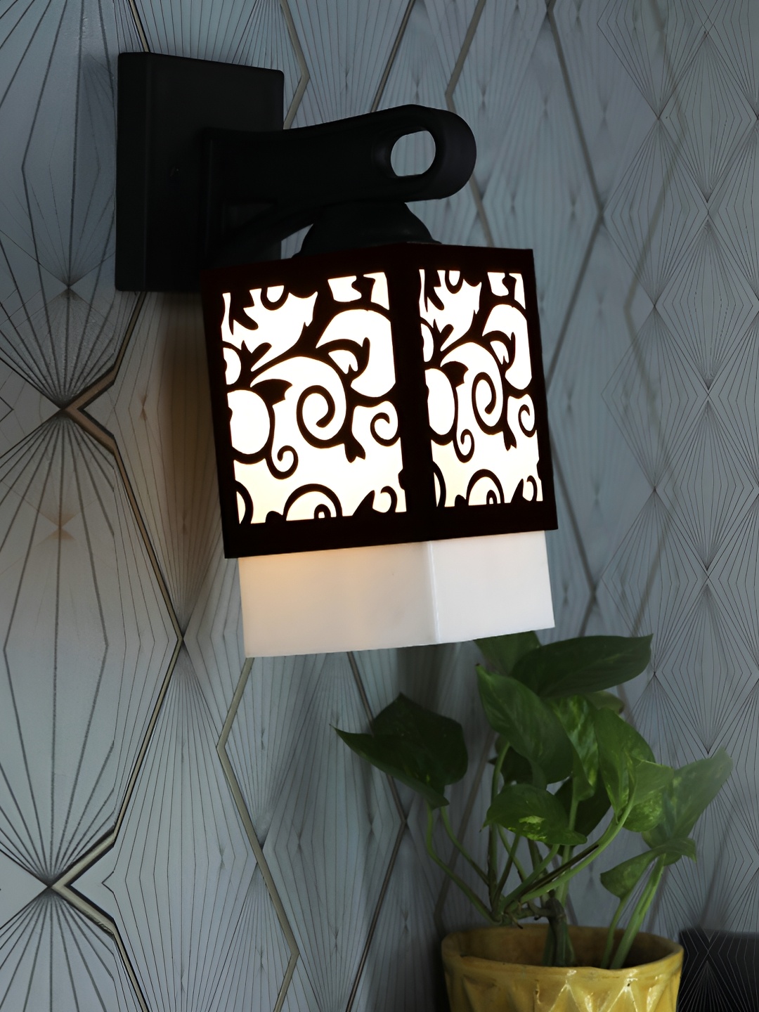

1ST TIME White & Brown Wooden Square Shaped Contemporary Wall Lamp