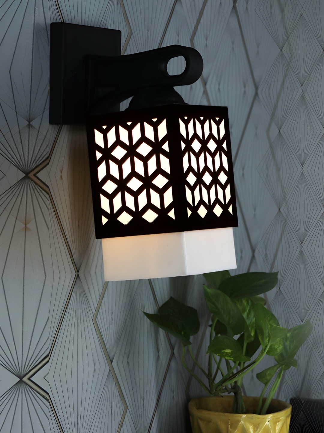 

1ST TIME White & Brown Square Textured Wooden Self Assembly Contemporary Wall Lamp