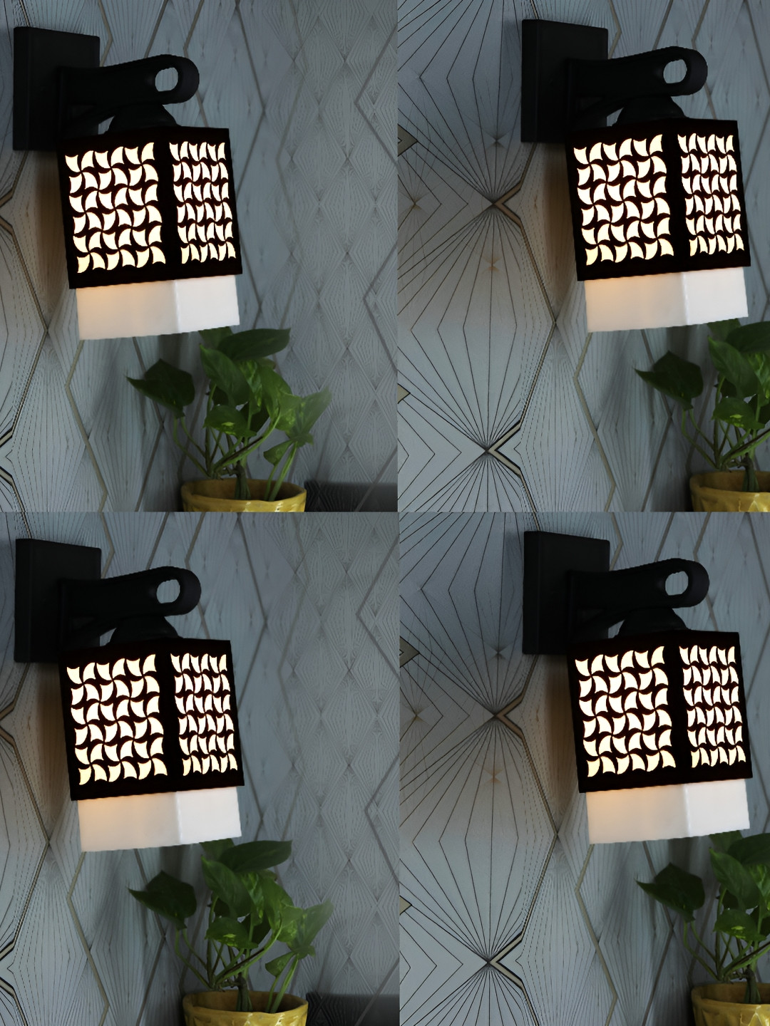 

1ST TIME White & Black 4 Pieces Contemporary Wooden Square Shaped Wall Lamp