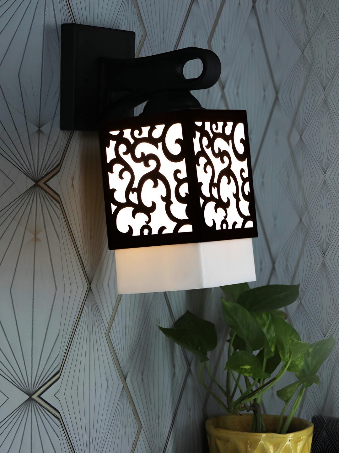 

1ST TIME White & Black Wooden Contemporary Square Shaped Wall Lamp