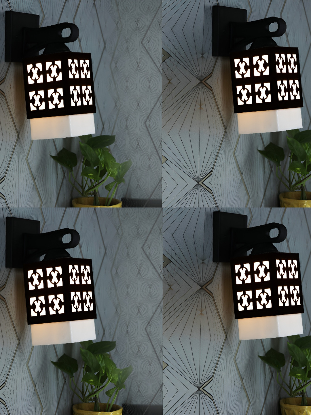 

1ST TIME White & Black 4 Pieces Wood Traditional Square Shaped Wall Lamp