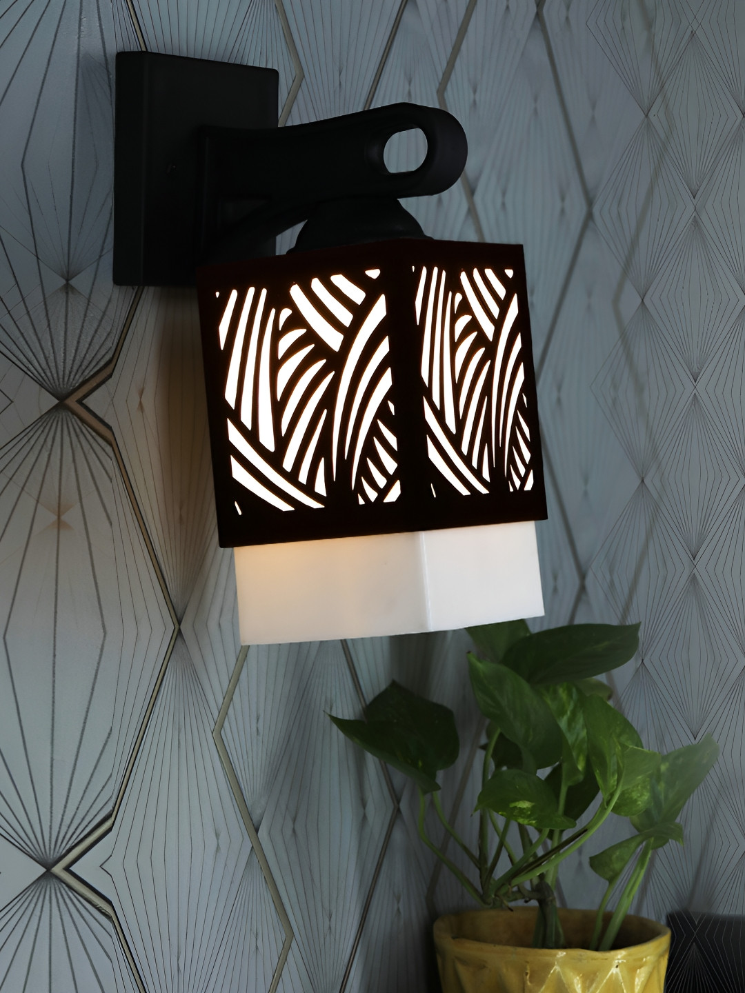 

1ST TIME White & Black Square Textured Wooden Self Assembly Contemporary Wall Lamp