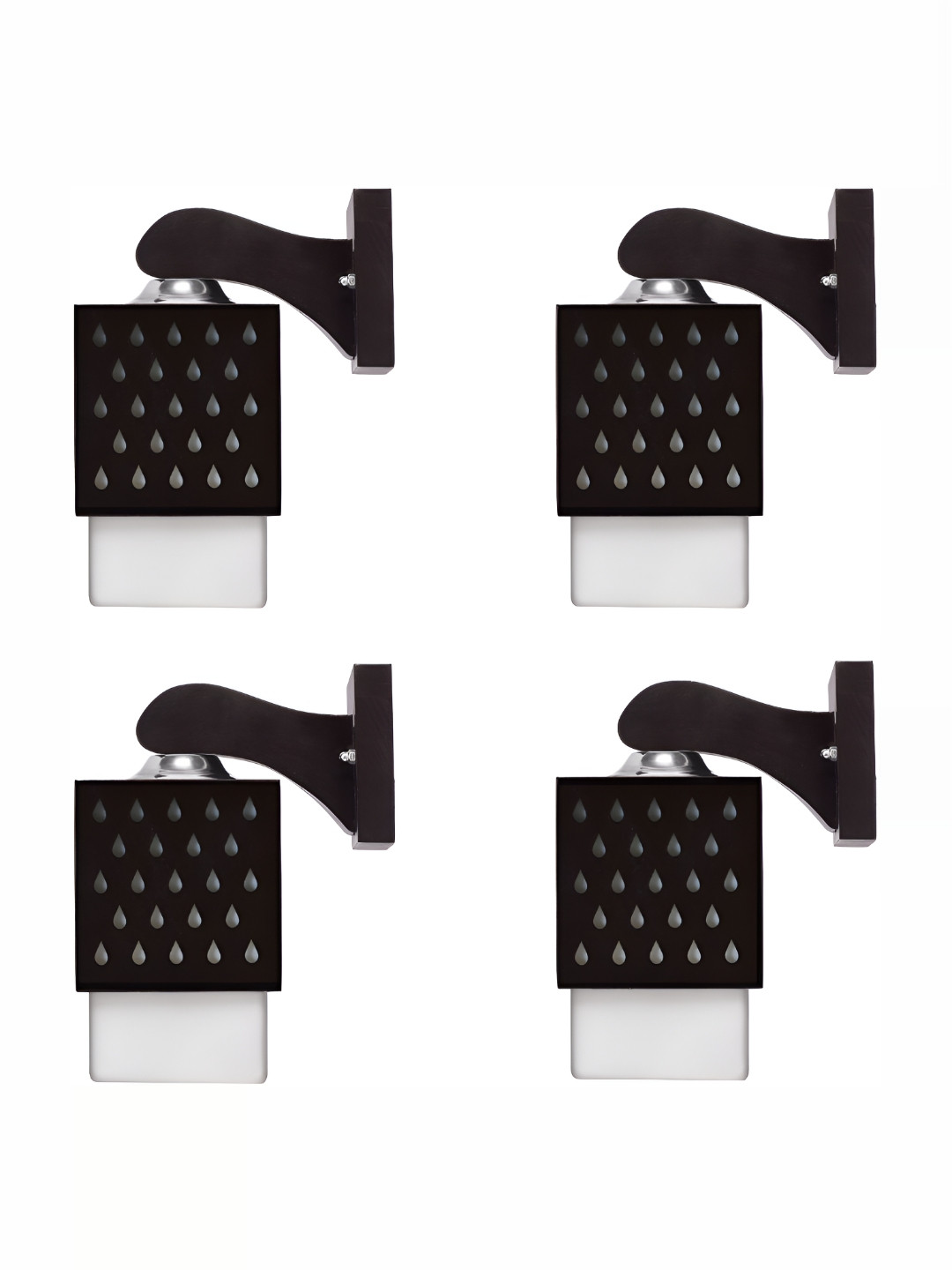 

1ST TIME White & Black 4 Pieces Textured Wooden Contemporary Square Shaped Wall Lamps