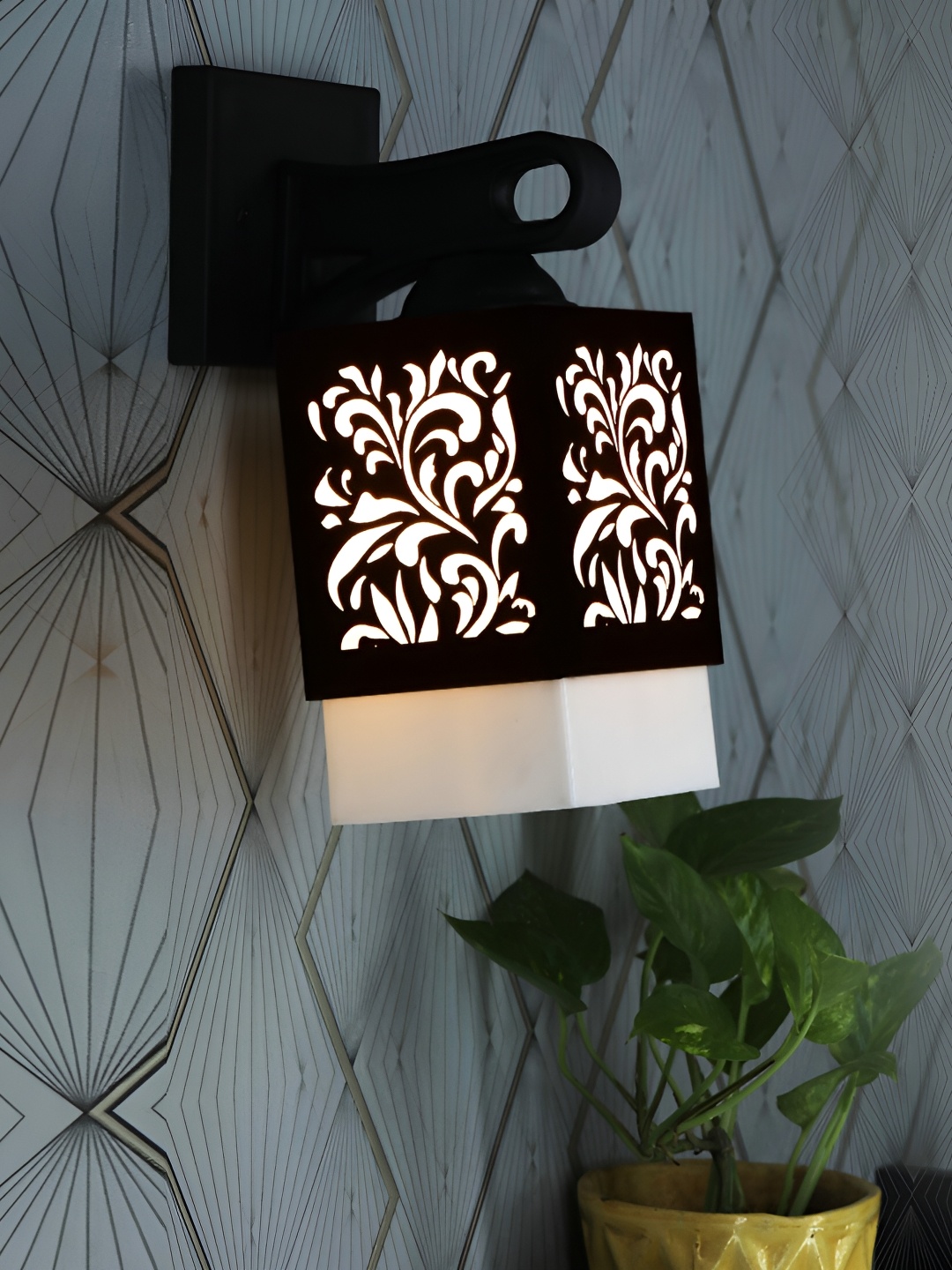 

1ST TIME White & Black Square Textured Wooden Self Assembly Contemporary Wall Lamp