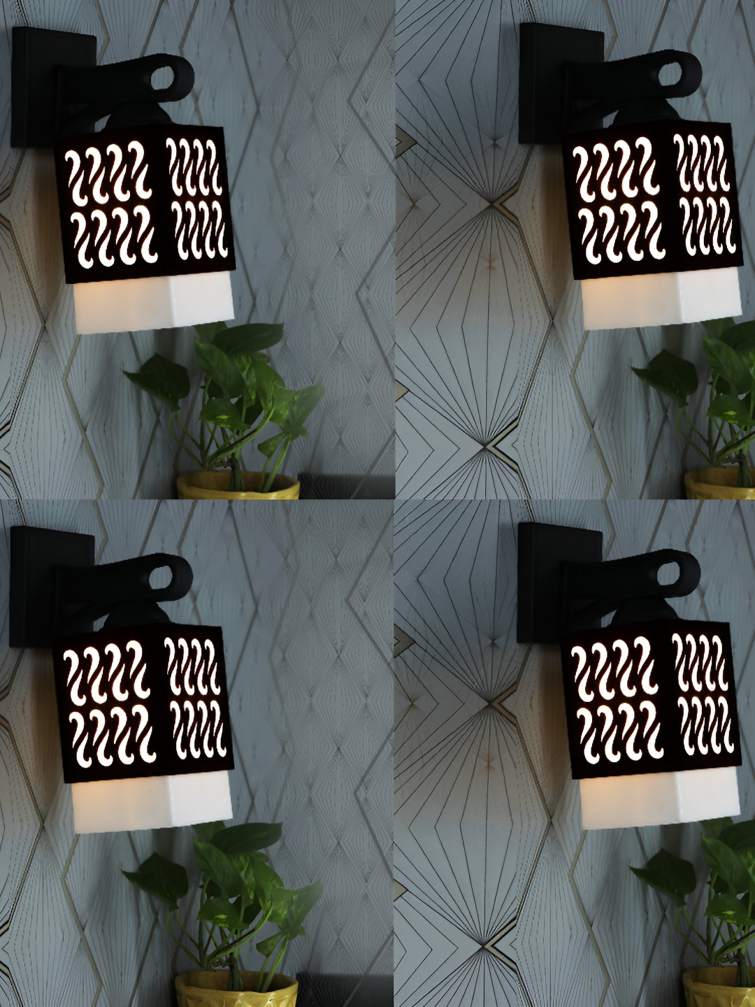 

1ST TIME White & Black Square Textured Wooden Self Assembly Contemporary Wall Lamp