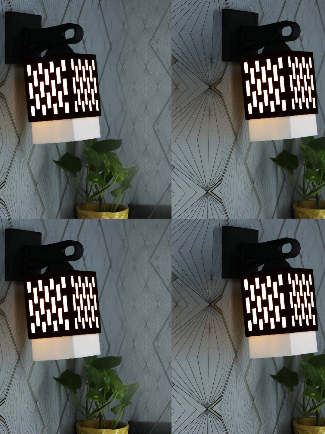 

1ST TIME Brown & White Wooden Traditional Square Shaped Wall Lamp