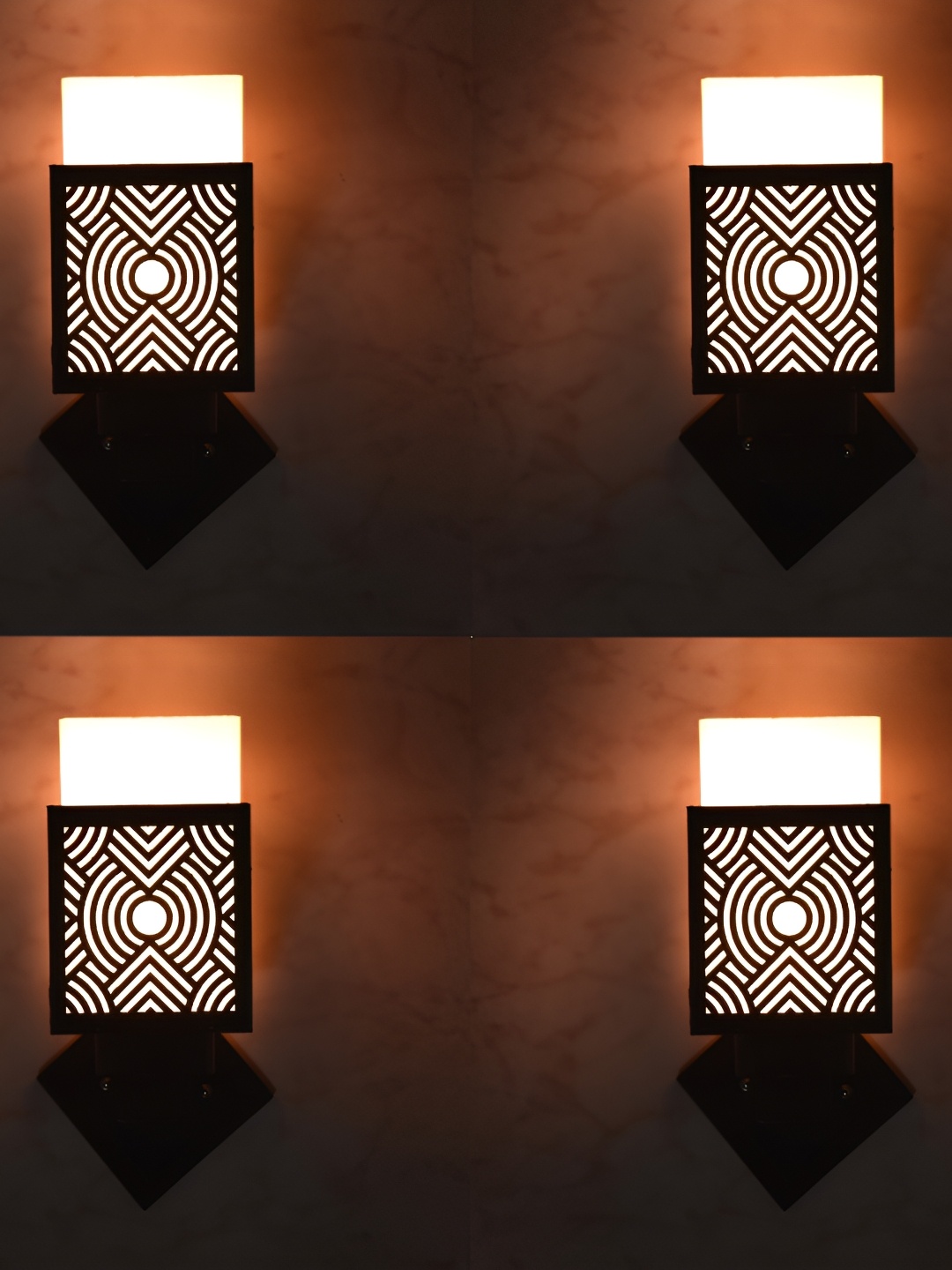 

1ST TIME White & Black 4 Pieces Textured Wooden Wooden Contemporary Wall Lamps