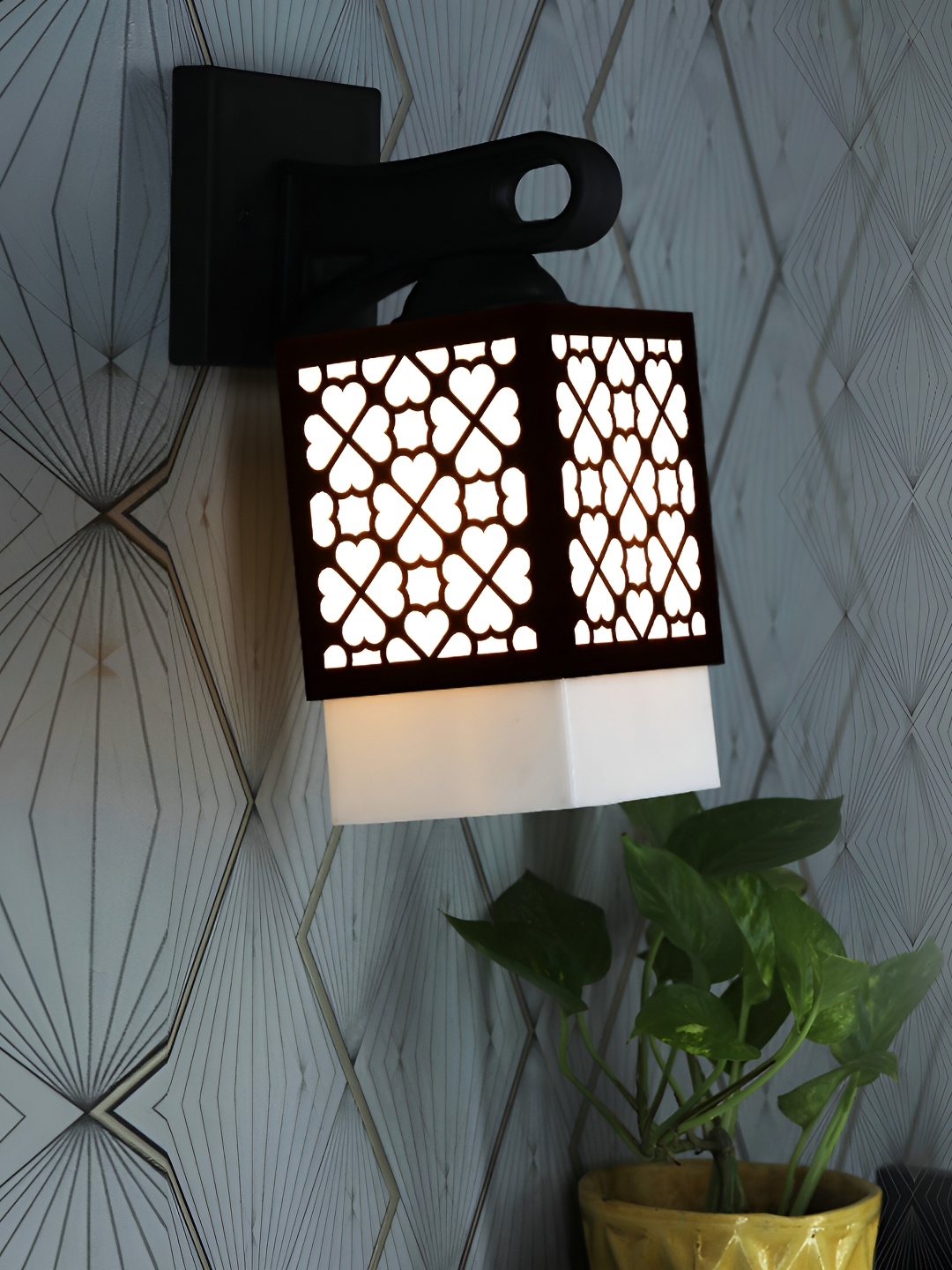 

1ST TIME White & Black Square Textured Wooden Self Assembly Contemporary Wall Lamp