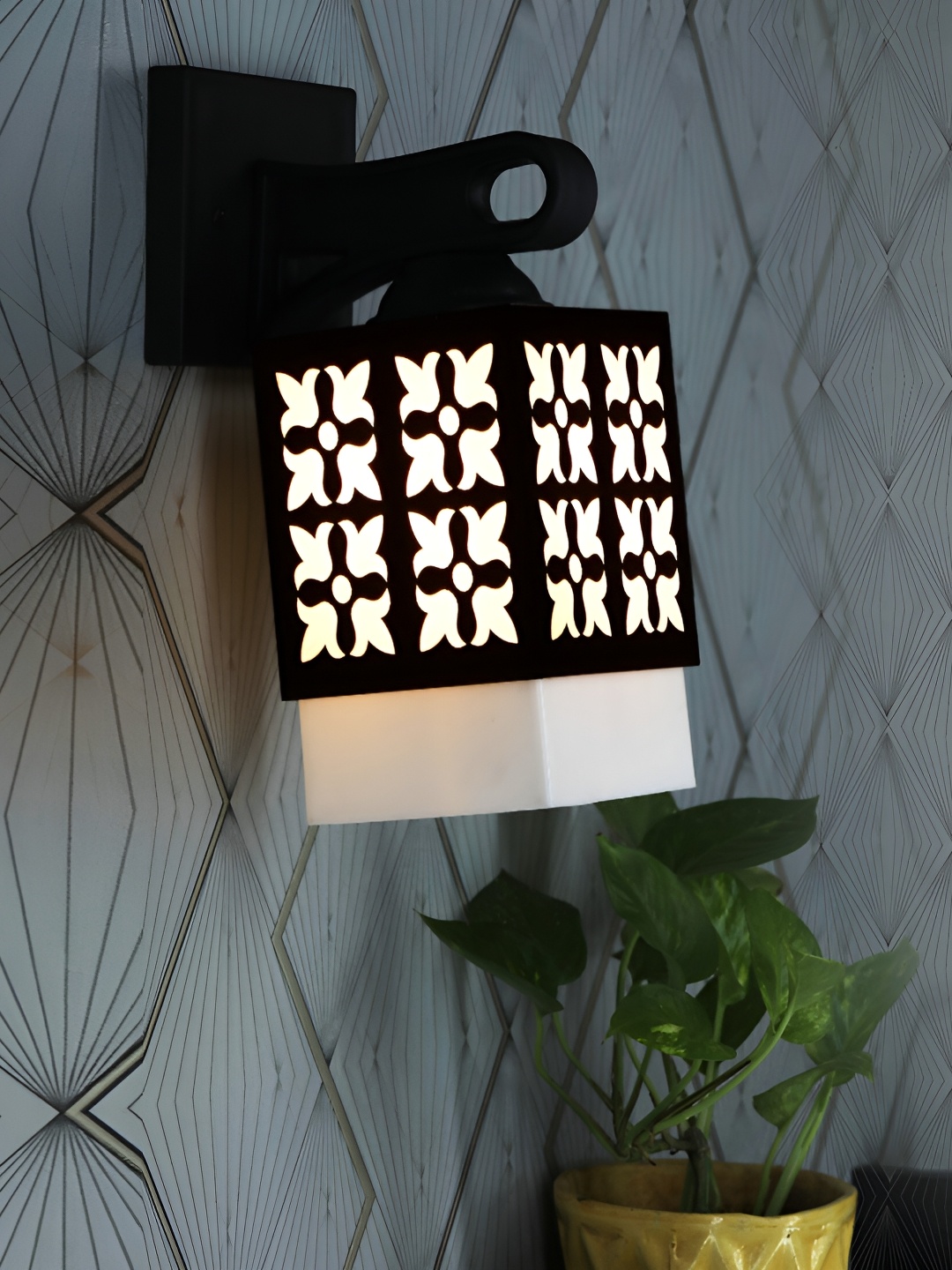 

1ST TIME White & Black Wooden Contemporary Square Shaped Wall Lamp