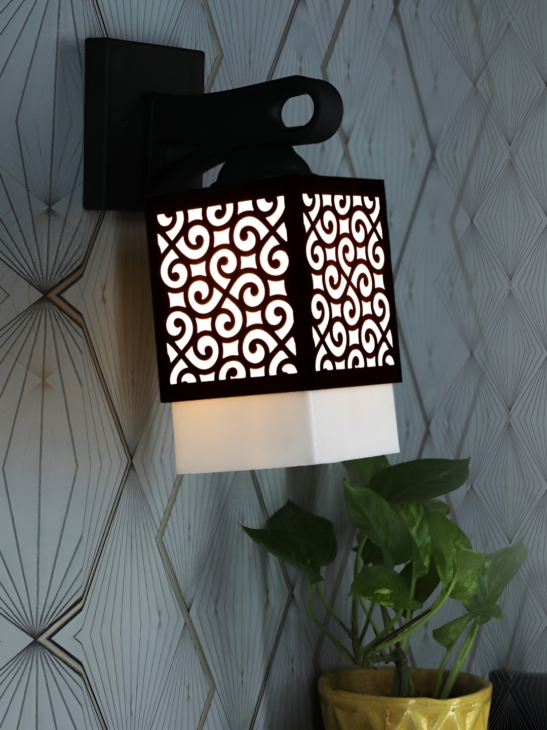 

1ST TIME White & Black Wooden Square Shaped Contemporary Wall Lamp