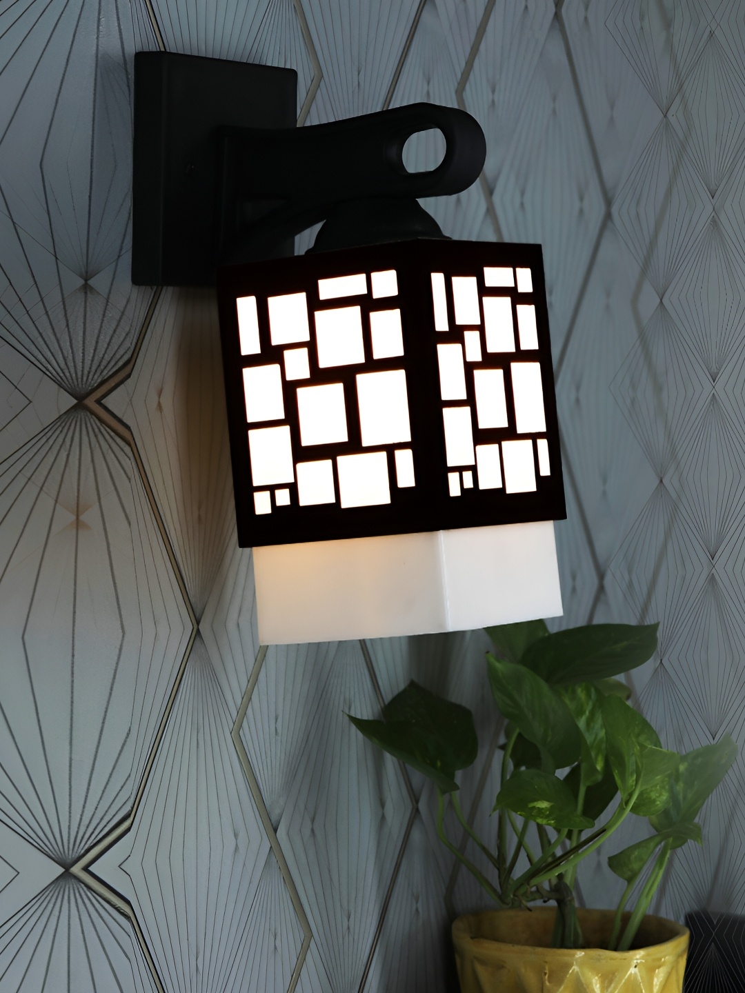 

1ST TIME White & Black Square Textured Wooden Self Assembly Contemporary Wall Lamp