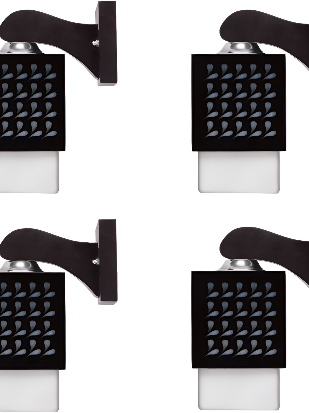 

1ST TIME White & Black 4 Pieces Textured Wood Traditional Square Shaped Wall Lamp