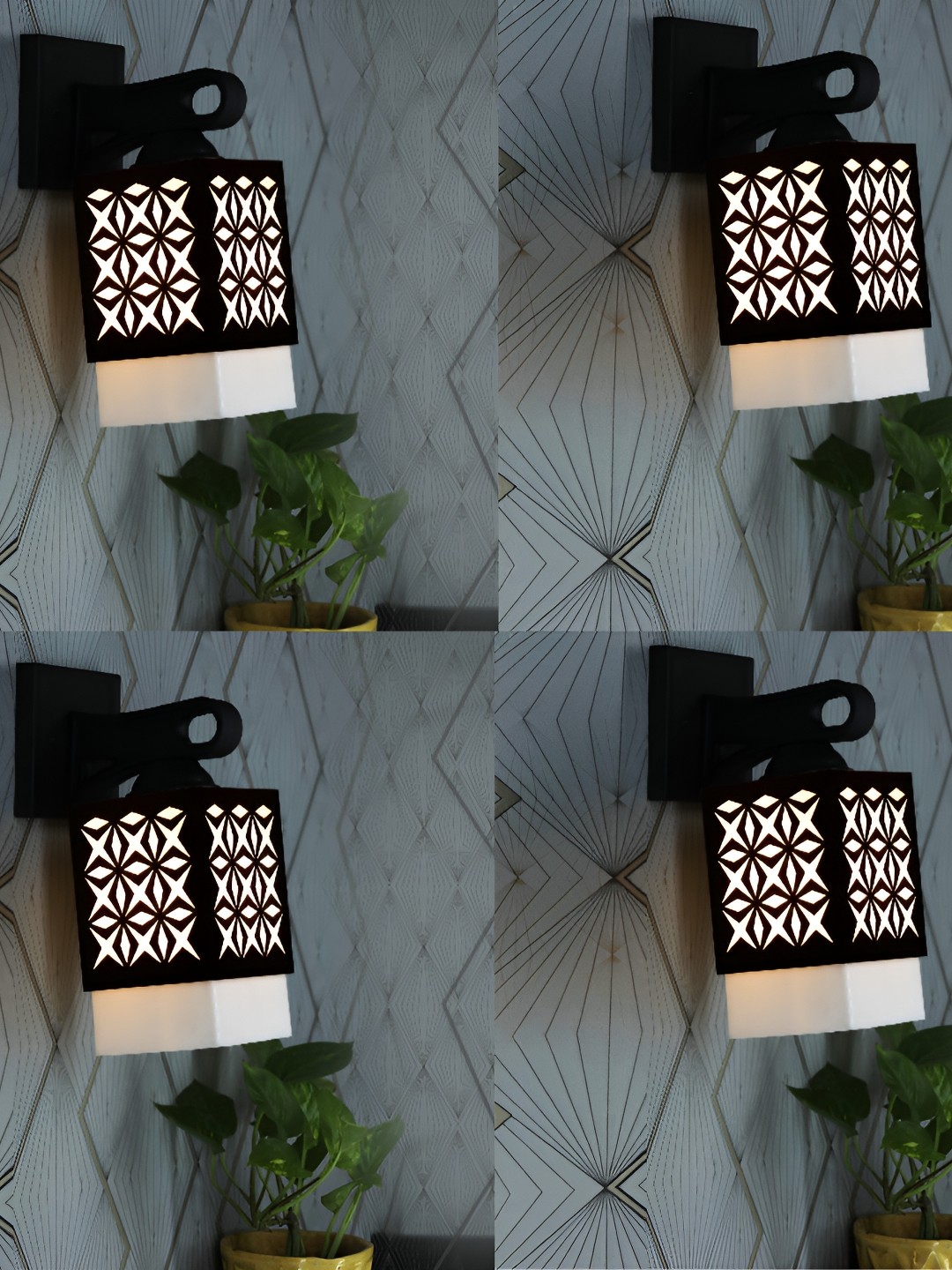 

1ST TIME White 4 Pieces Square Textured Wooden Self Assembly Contemporary Wall Lamp