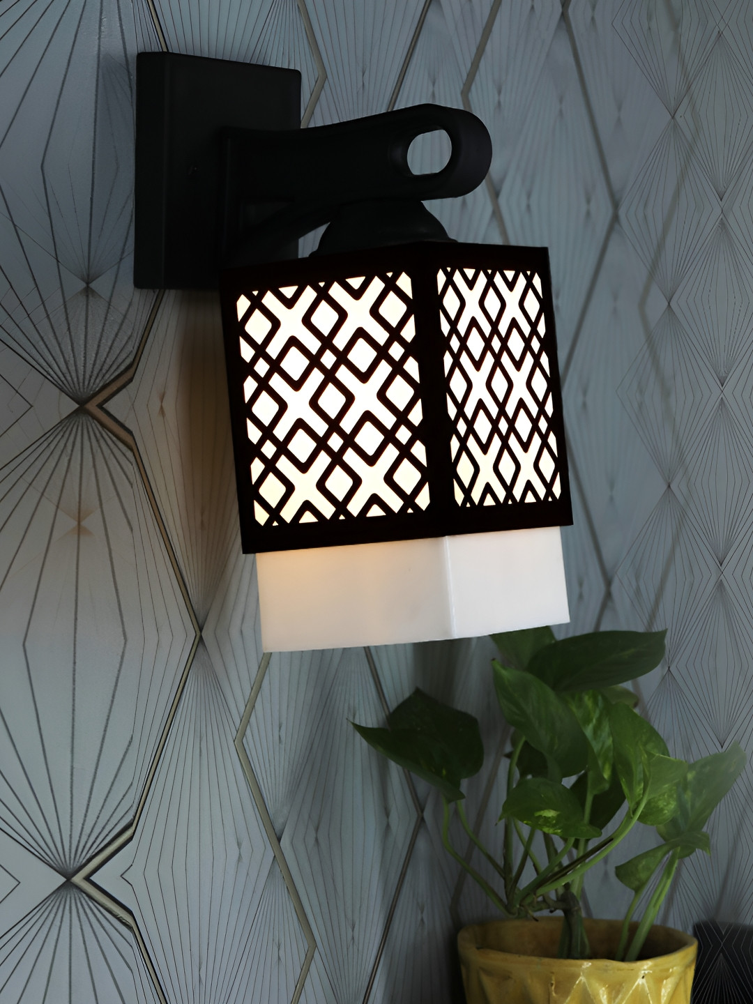 

1ST TIME White & Black Square Textured Wooden Self Assembly Contemporary Wall Lamp
