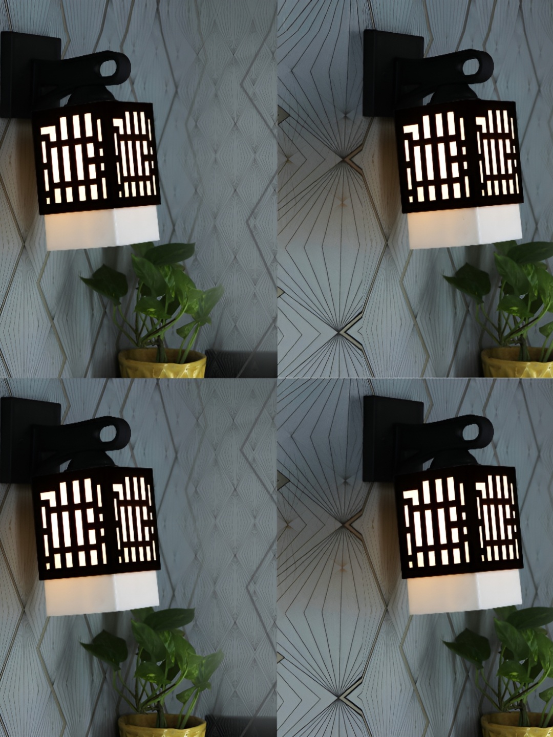 

1ST TIME White & Black Textured Wooden Contemporary Square Shaped Wall Lamp