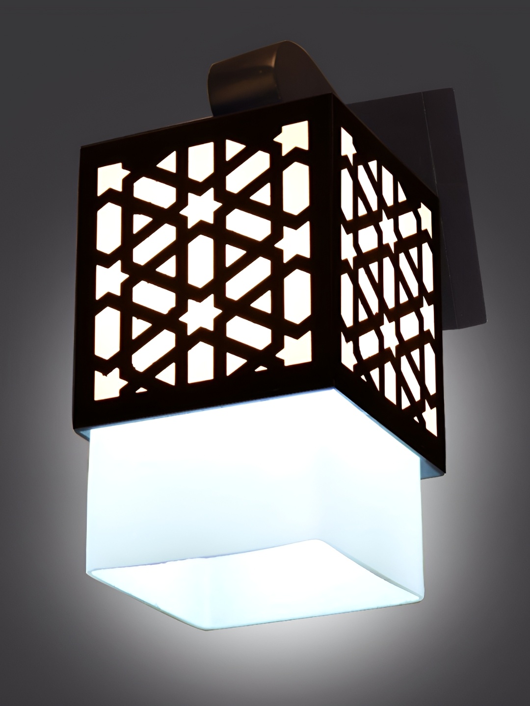 

1ST TIME Black & White Textured Square Shaped Wooden Wall Lamp