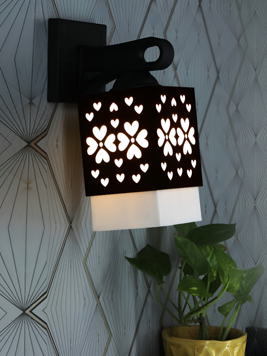 

1ST TIME White & Black Square Textured Wooden Self Assembly Contemporary Wall Lamp