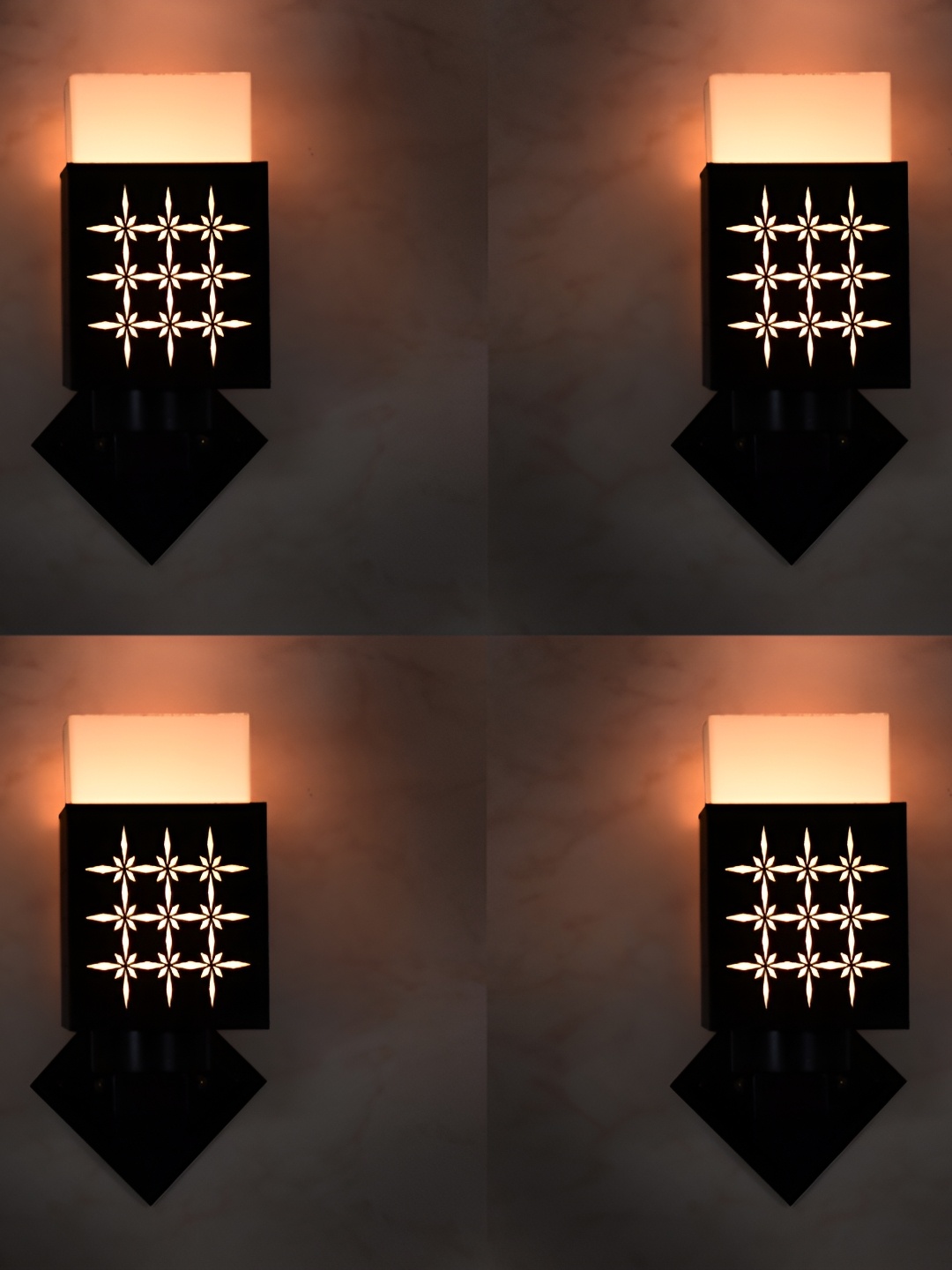 

1ST TIME Black & White Wooden Textured Contemporary Square Shaped Wall Lamp