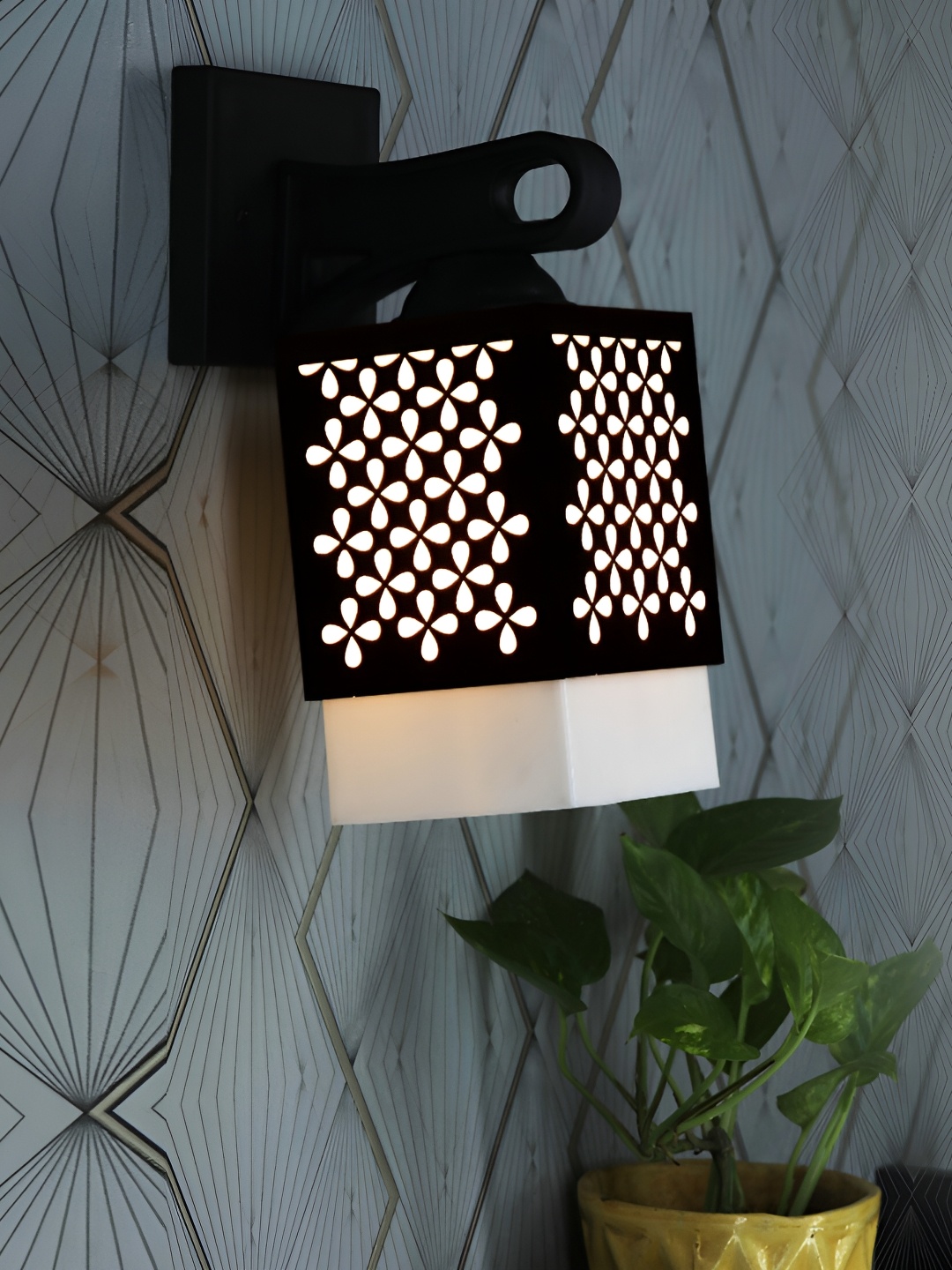 

1ST TIME White & Black Wooden Contemporary Square Shaped Wall Lamp