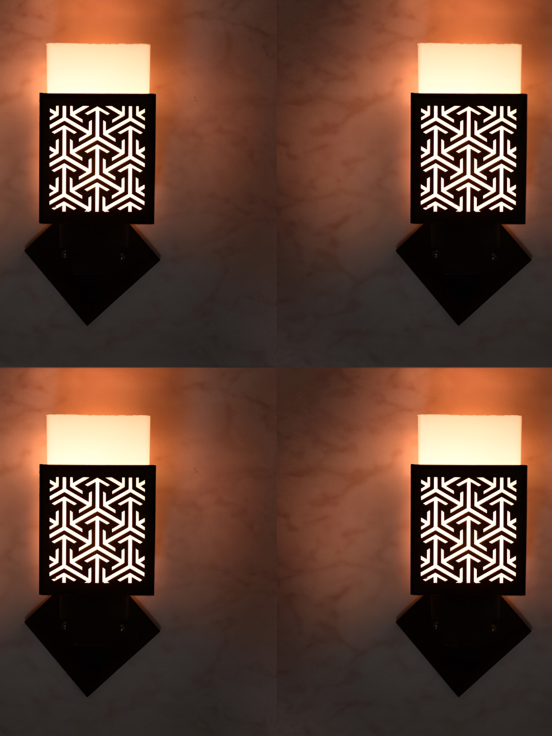 

1ST TIME White 4 Pieces Square Textured Wooden Self Assembly Contemporary Wall Lamp