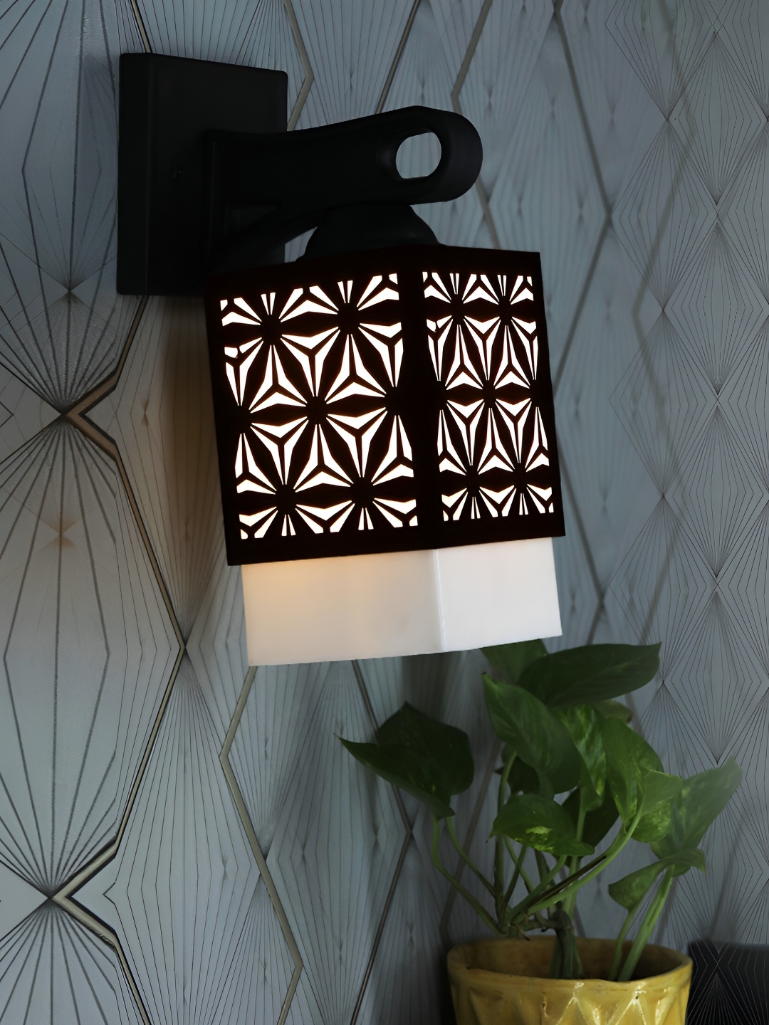 

1ST TIME White & Black Square Textured Wooden Self Assembly Contemporary Wall Lamp