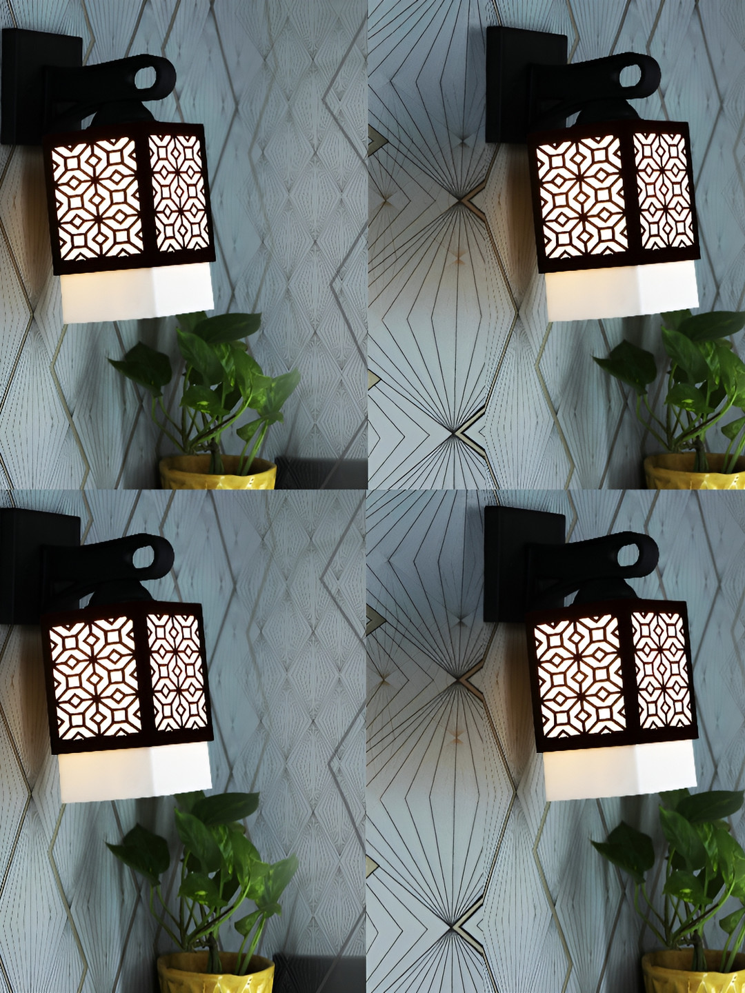 

1ST TIME White & Square 4 Pieces Textured Wooden Self Assembly Contemporary Wall Lamp