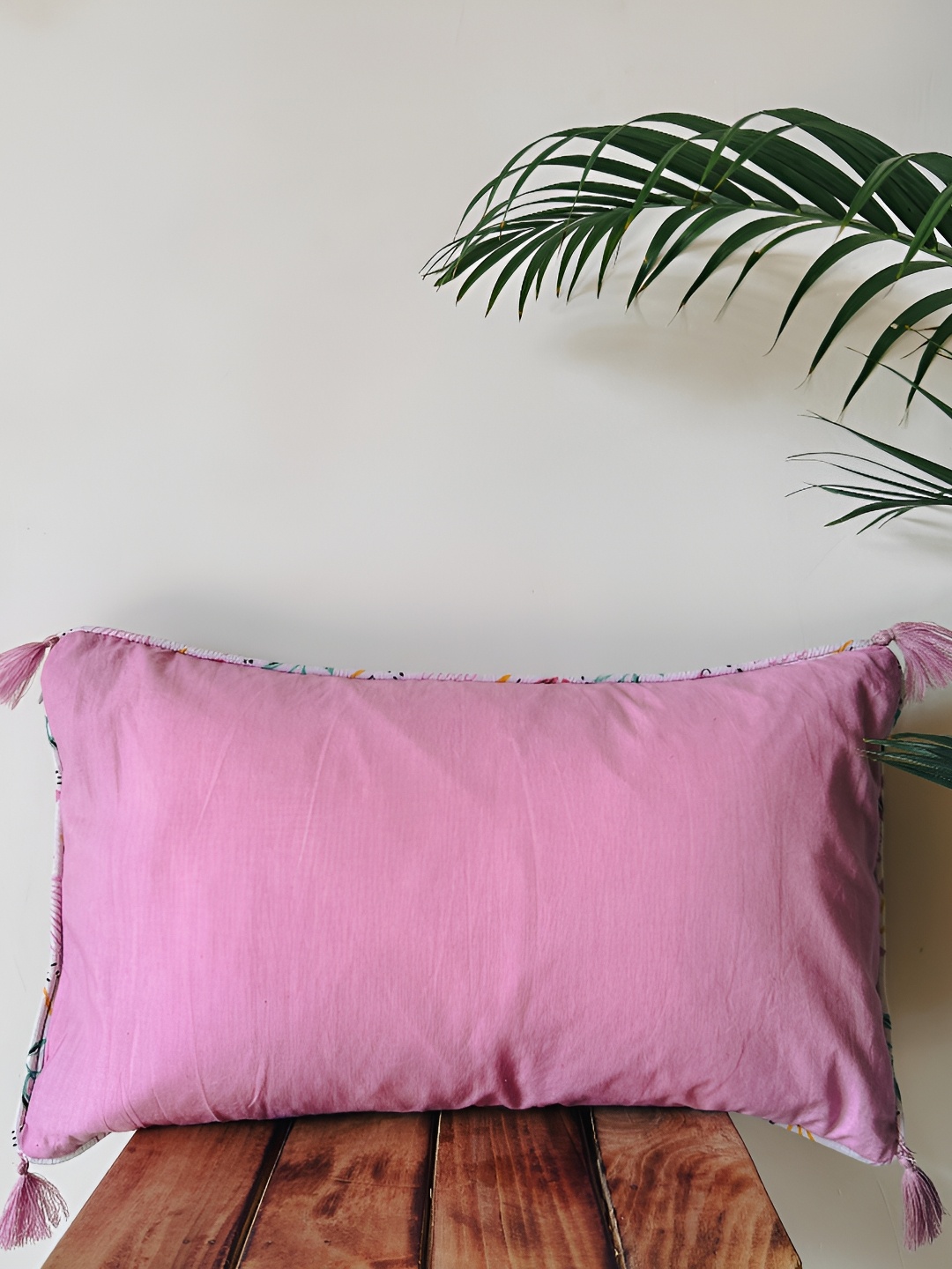 

NURTURE INDIA Purple & Green Floral Cotton Rectangle Cushion Cover