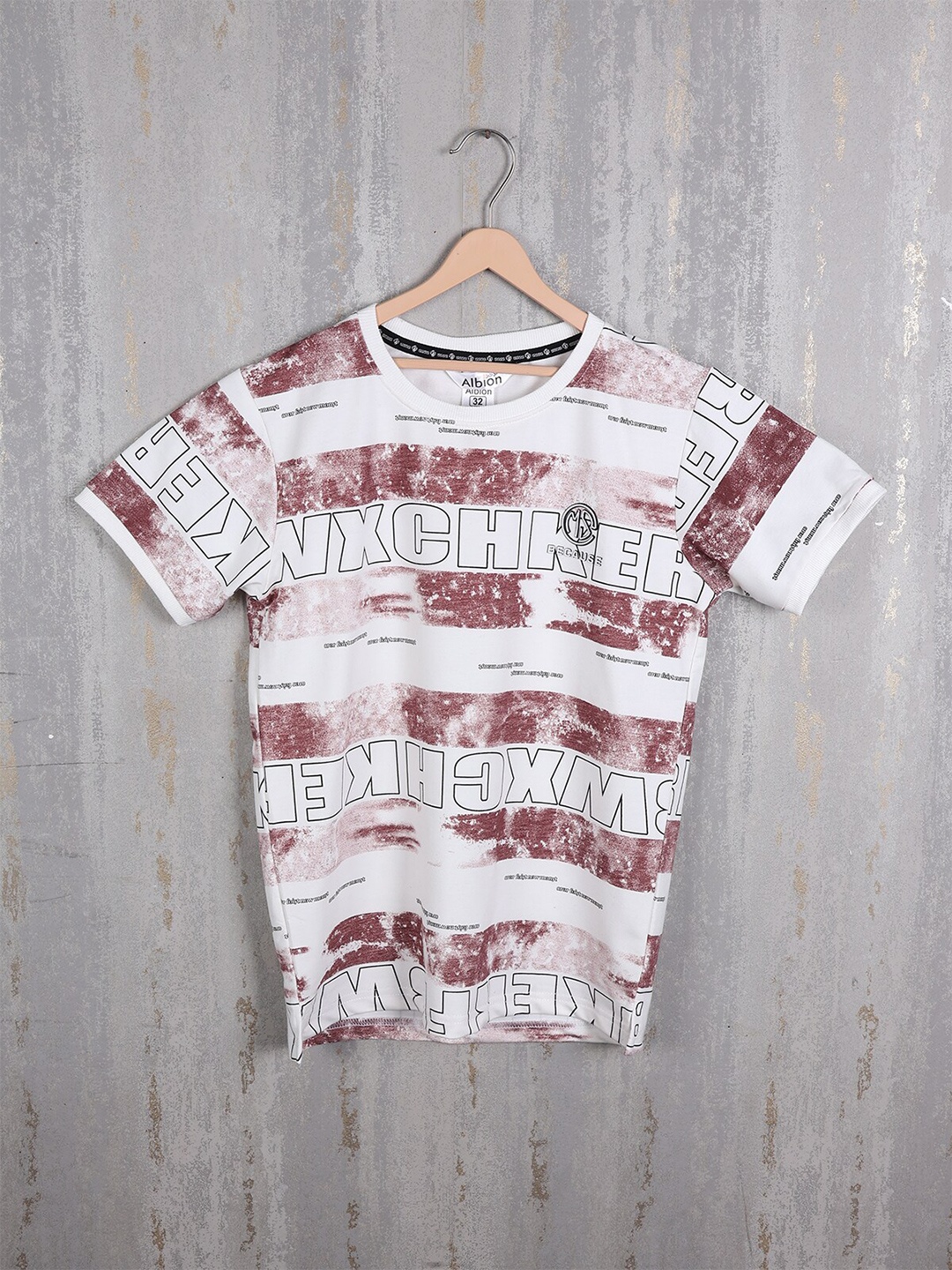 

Albion Boys Graphic Printed Cotton T-shirt, Maroon